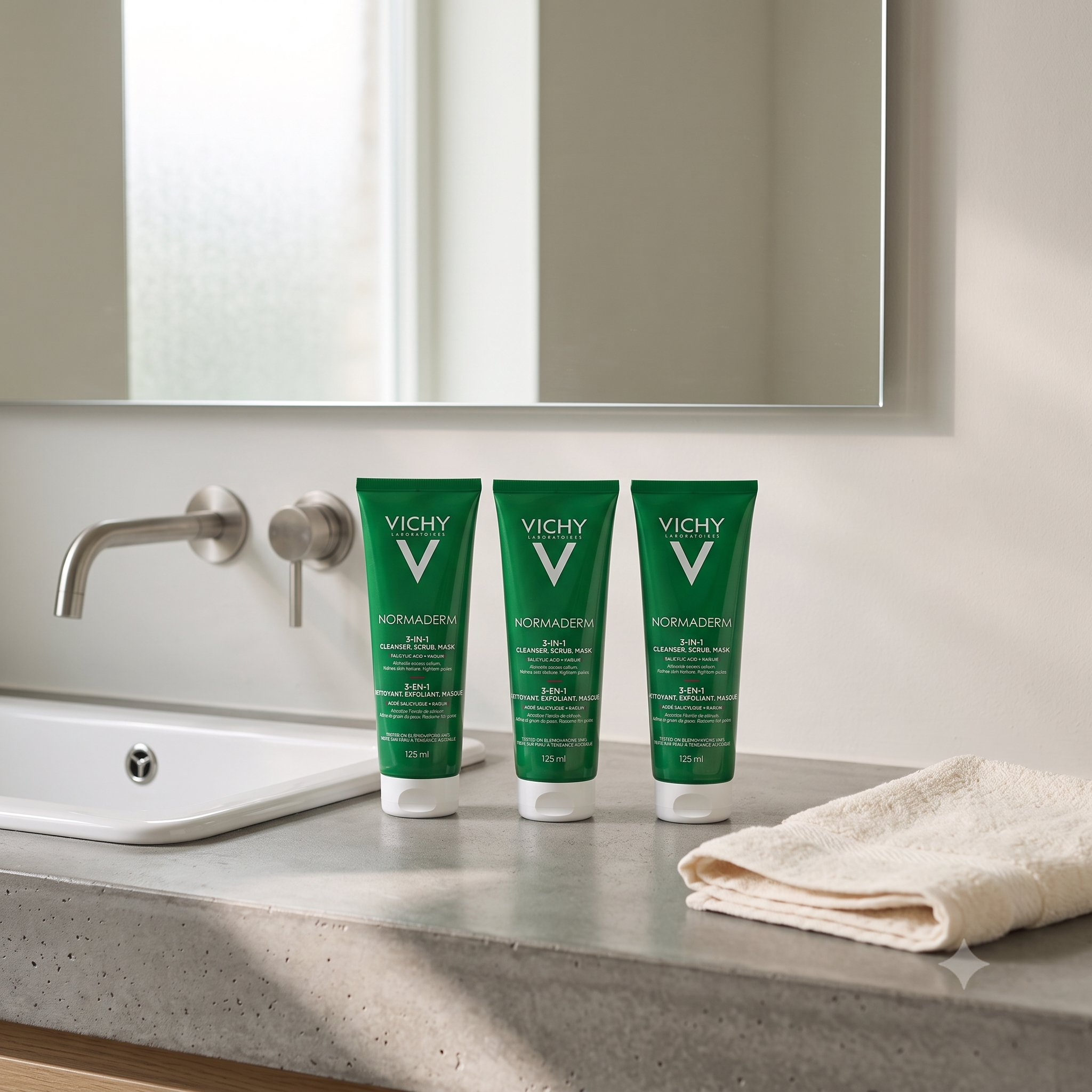 Vichy Normaderm 3-i-1-rensekrem 125 ml 3 stykker
