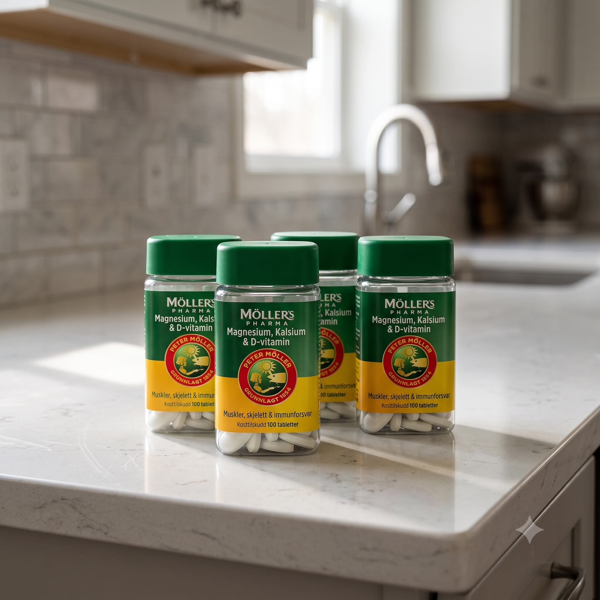 Möller’s Pharma Magnesium, Kalsium & D-vitamin 100stk 4 stykker