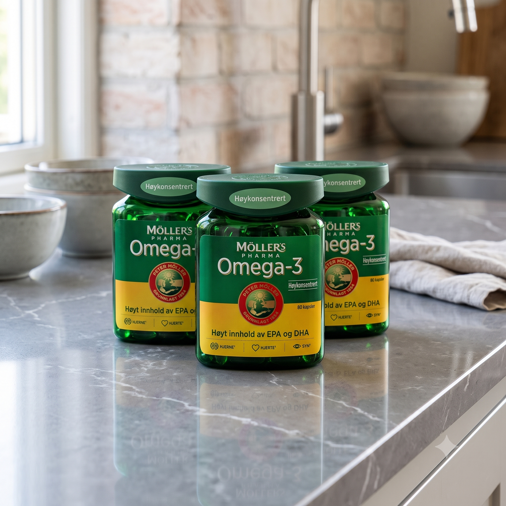 Möller's Pharma Omega-3 Høykonsentrert 80 stk 3 stykker