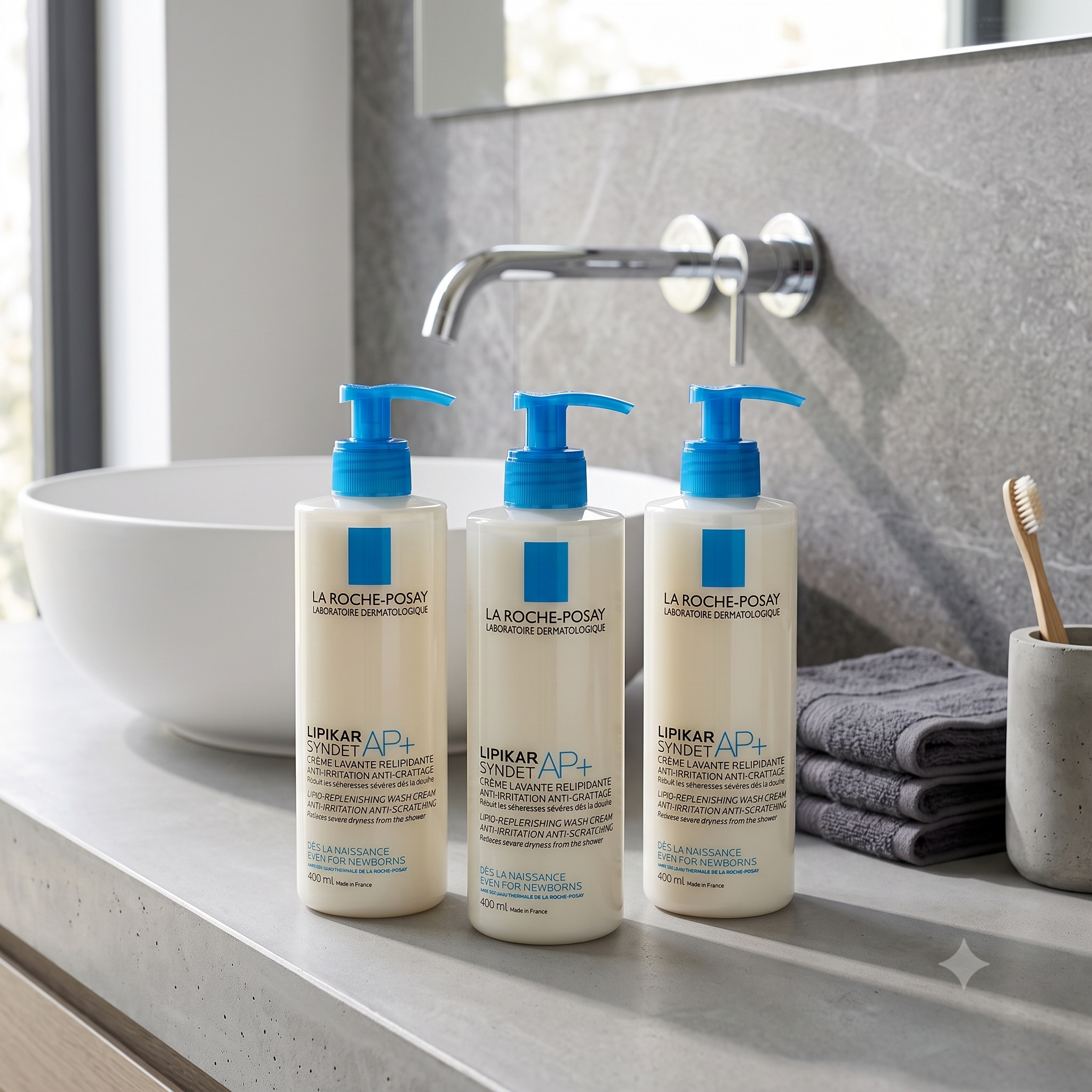 La Roche-Posay Lipikar Syndet AP+ dusjsåpe 400 ml 3 stykker