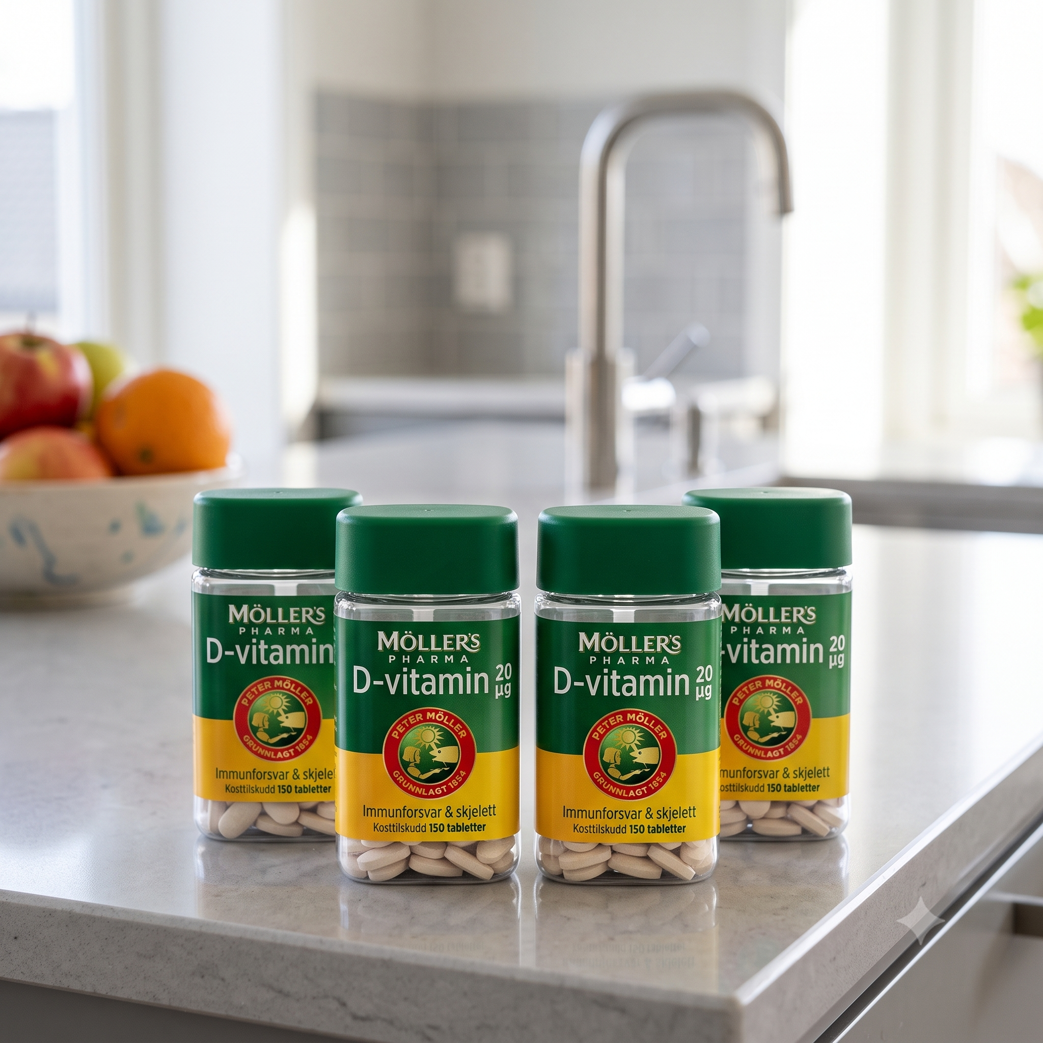 Möller’s Pharma Vitamin-D tablett 20µg 150stk 4 stykker
