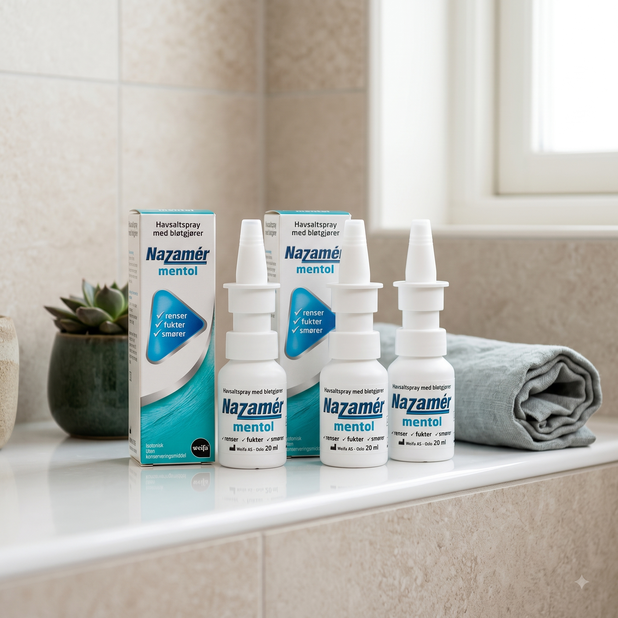 Nazamér Saltvannsspray Mentol 20 ml 4 stykker