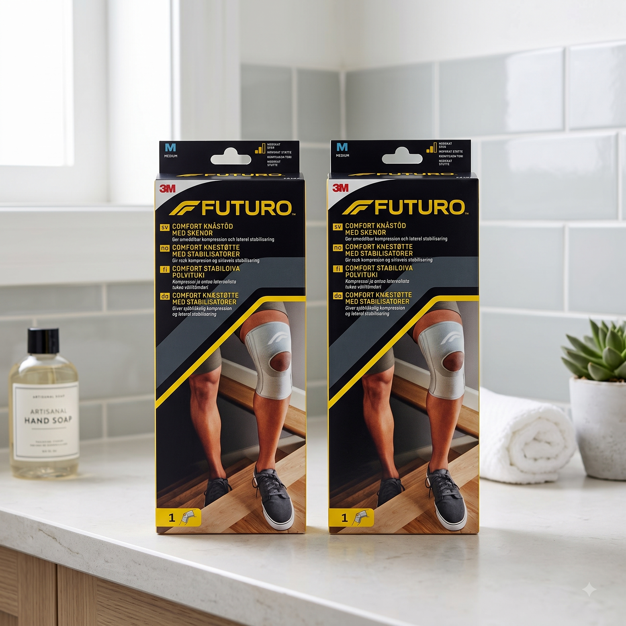 Futuro comfort kne med skinne M 2 stykker