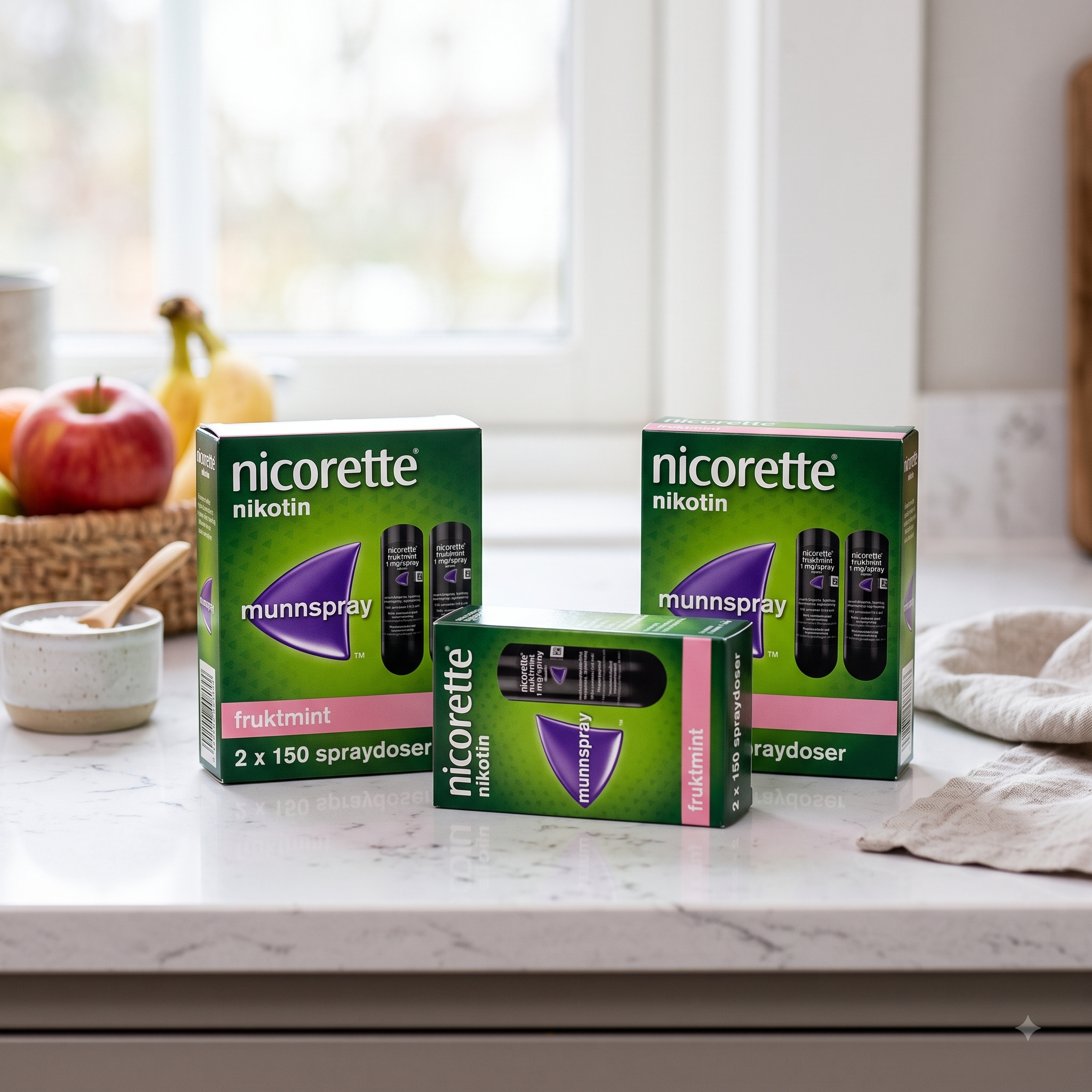 Nicorette munnspray 1mg/spray frukt 2X150 SPRAY 3 stykker