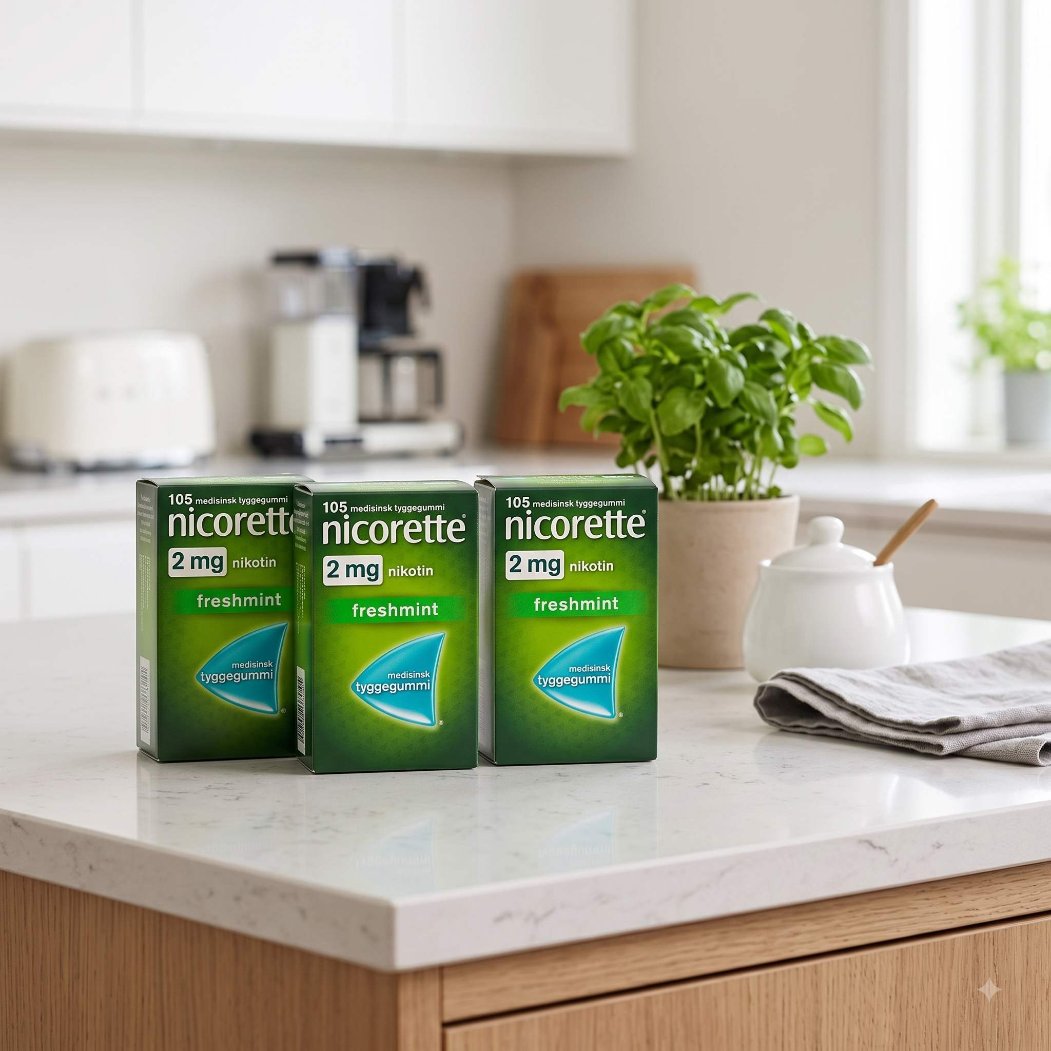Nicorette Tyggegummi 2mg Freshmint 105 ENPAC 3 stykker