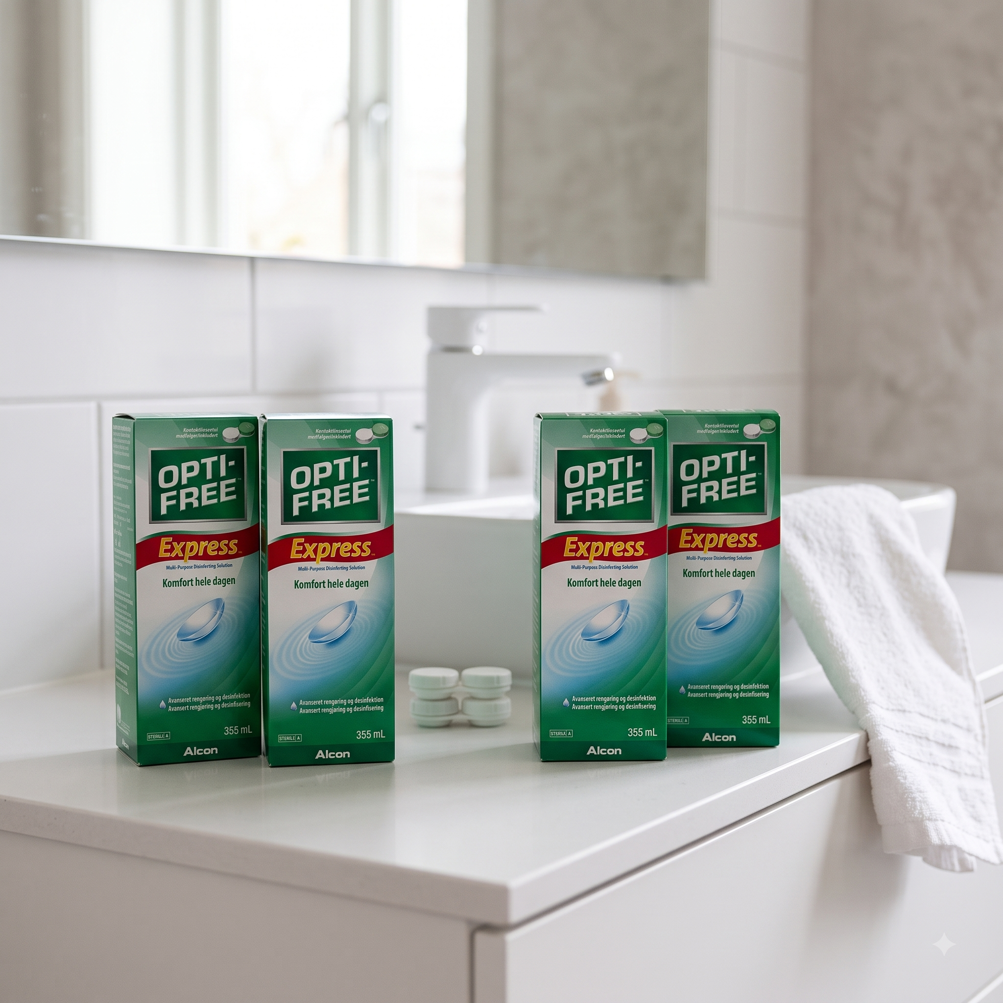OPTI-FREE Express Linsevæske Med Etui 355 ml 4 stykker