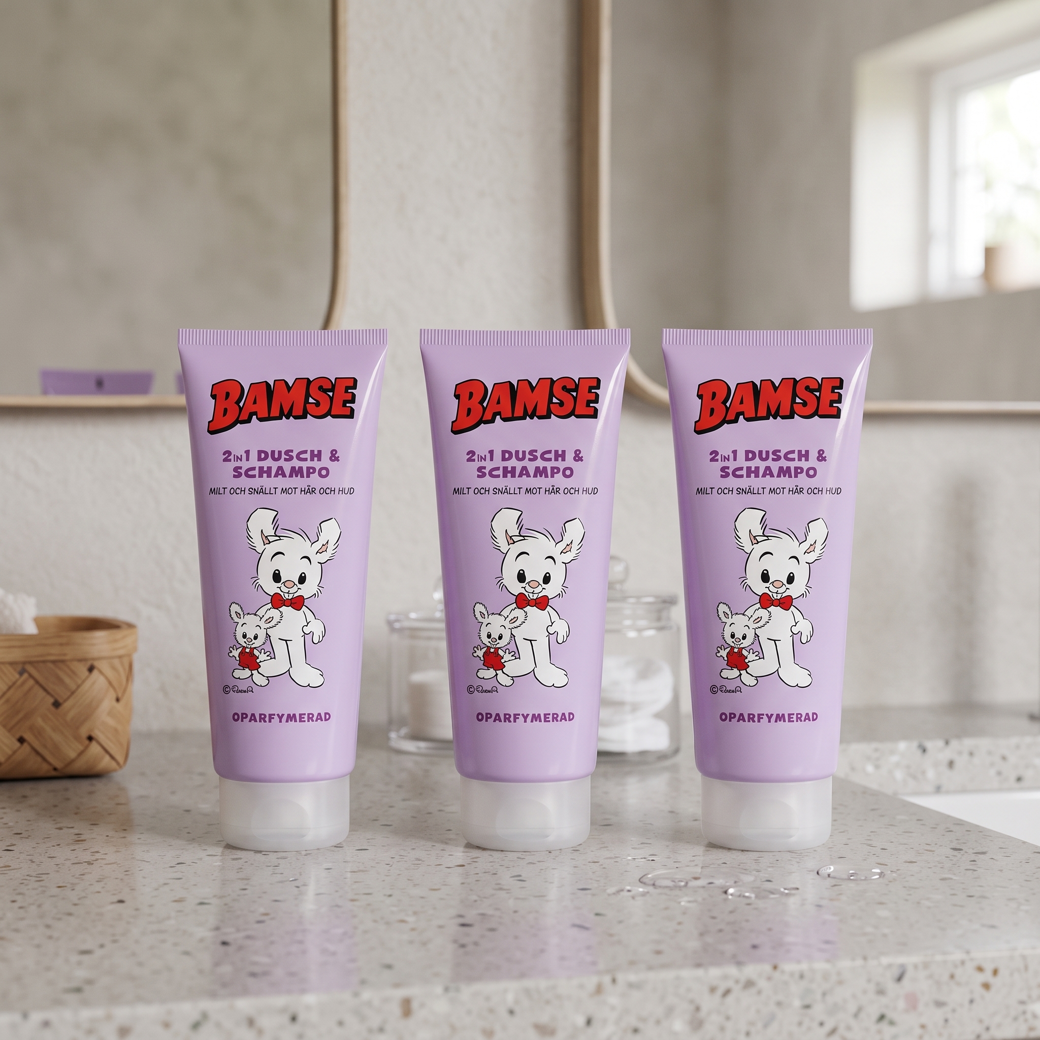 Bamse 2 i 1 Dusj og sjampo u/parfyme 200 ml 3 stykker