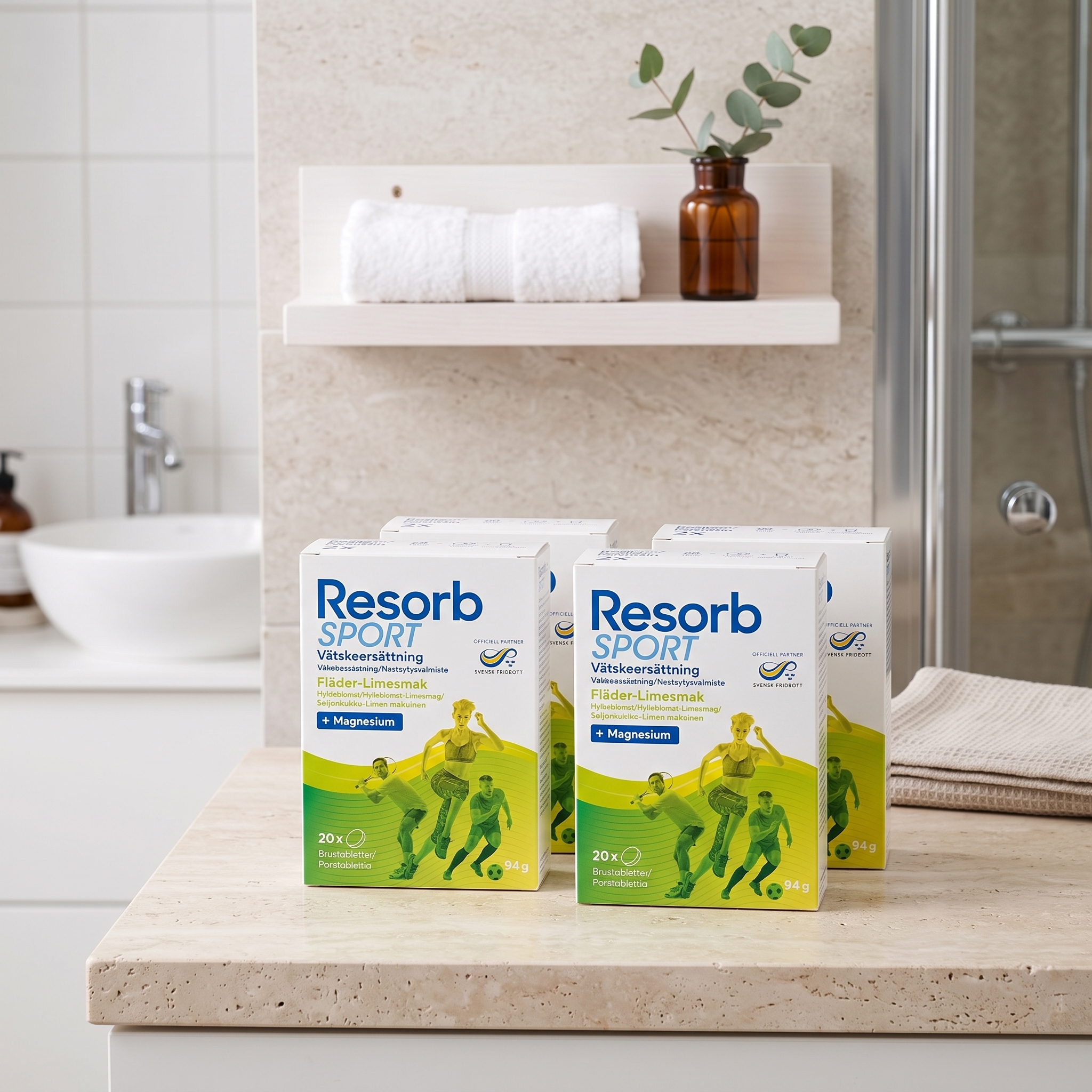 Resorb Sport brusetabletter hylleblomst-lime 20 stk 4 stykker