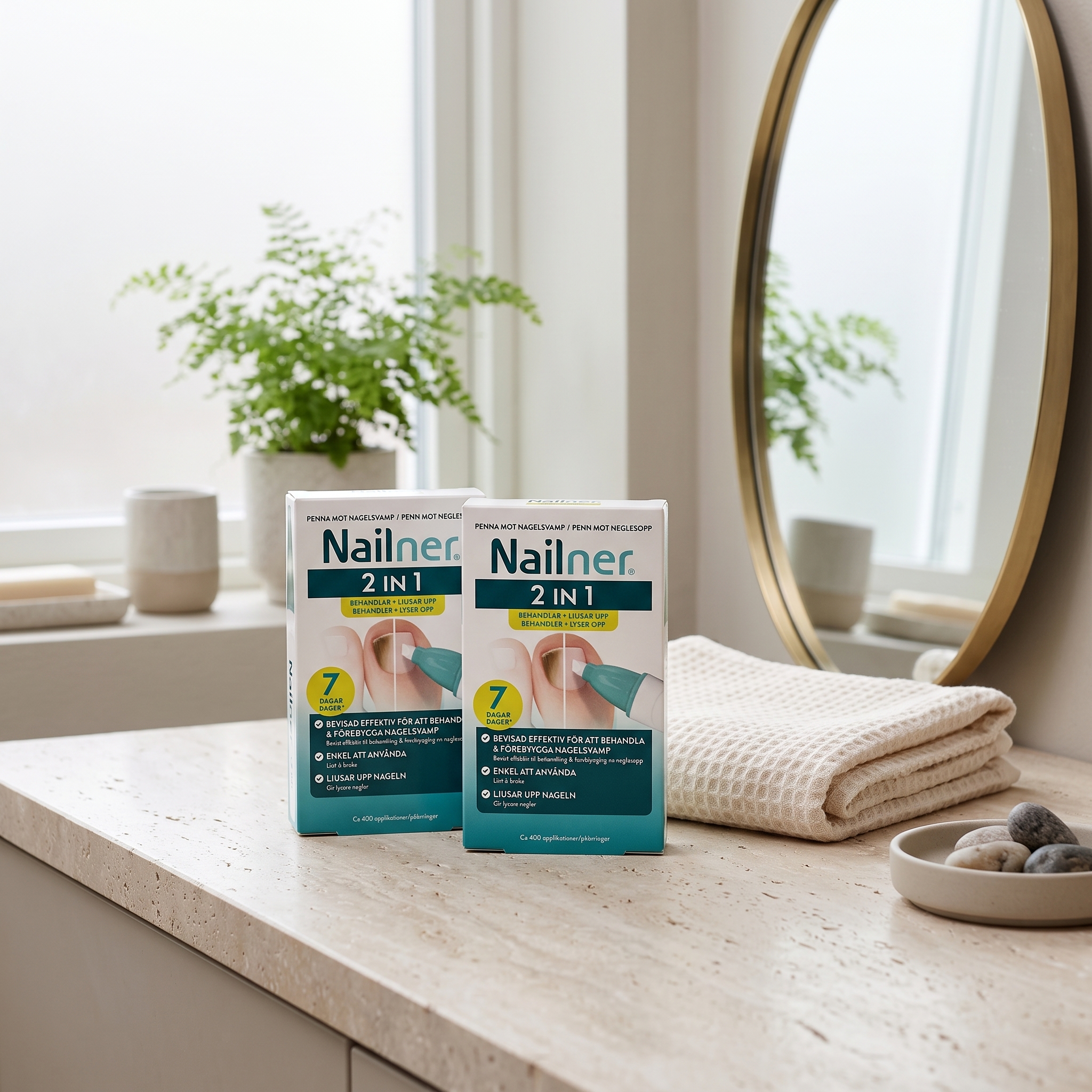 Nailner 2-i-1 penn mot neglesopp 4 ml 2 stykker