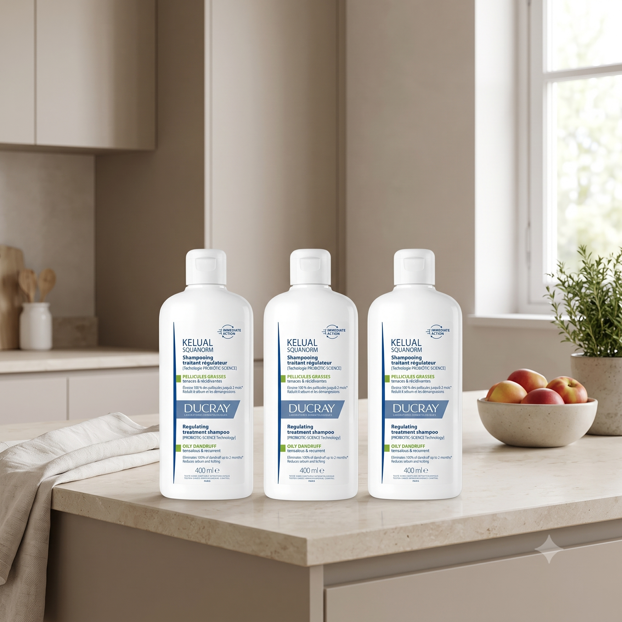 Ducray Kelual Squanorm Oily Shampoo 400 ml 3 stykker