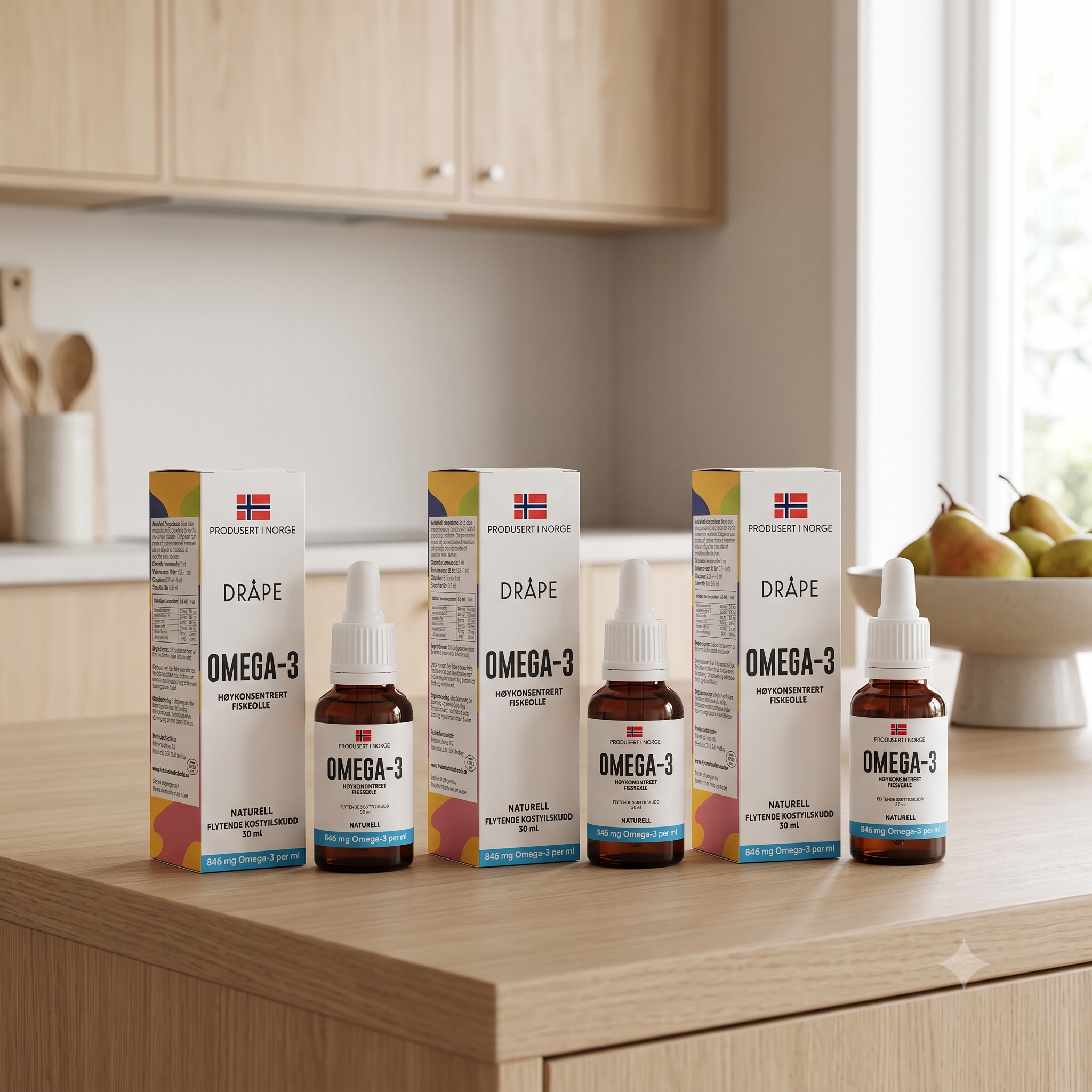 Dråpe omega-3 naturell 30 ml 3 stykker