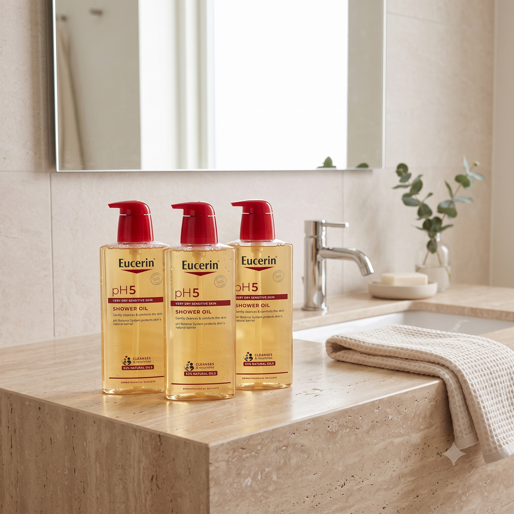 Eucerin pH5 Shower Oil parfymert 400 ml 3 stykker