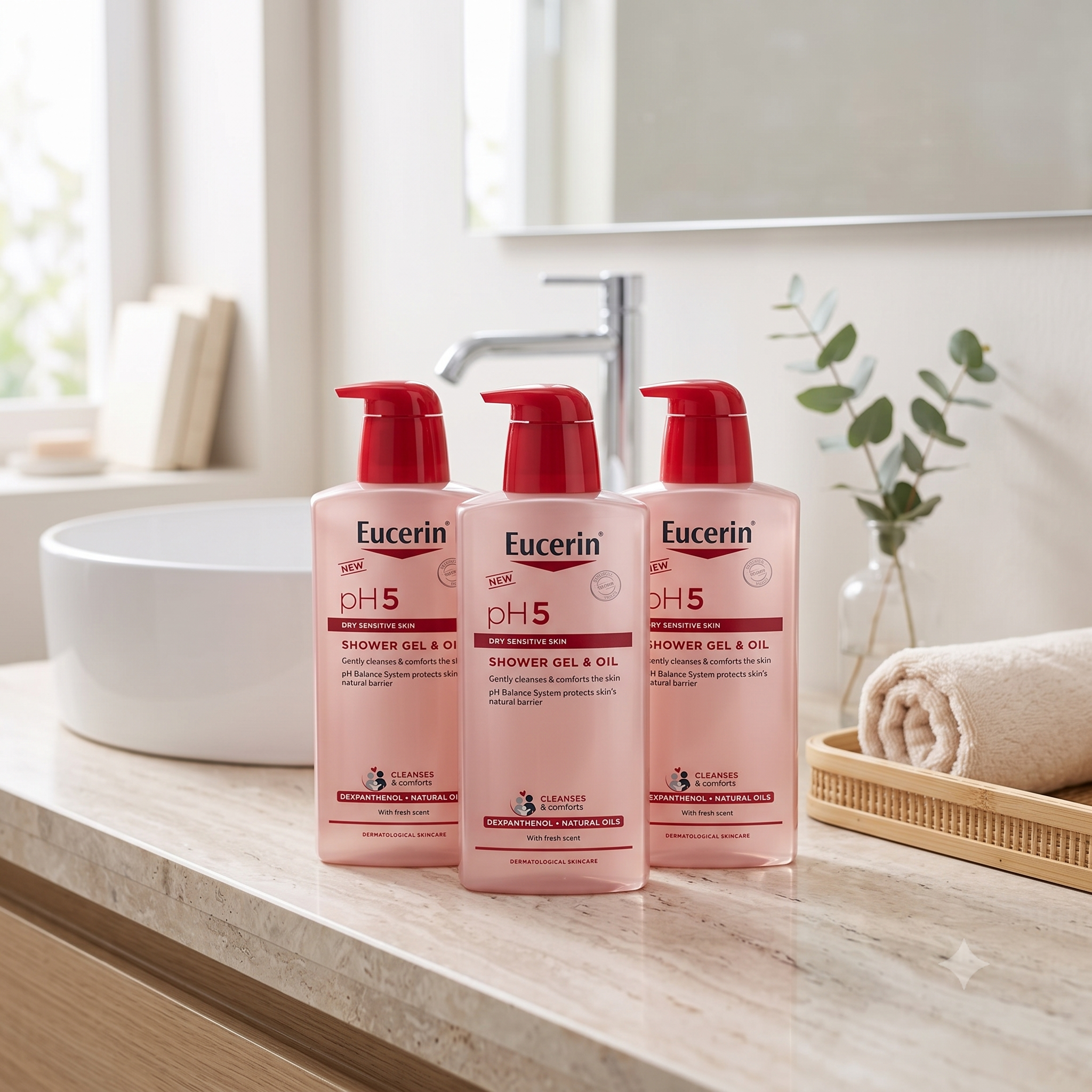 Eucerin pH5 Shower Gel & Oil 400 ml 3 stykker