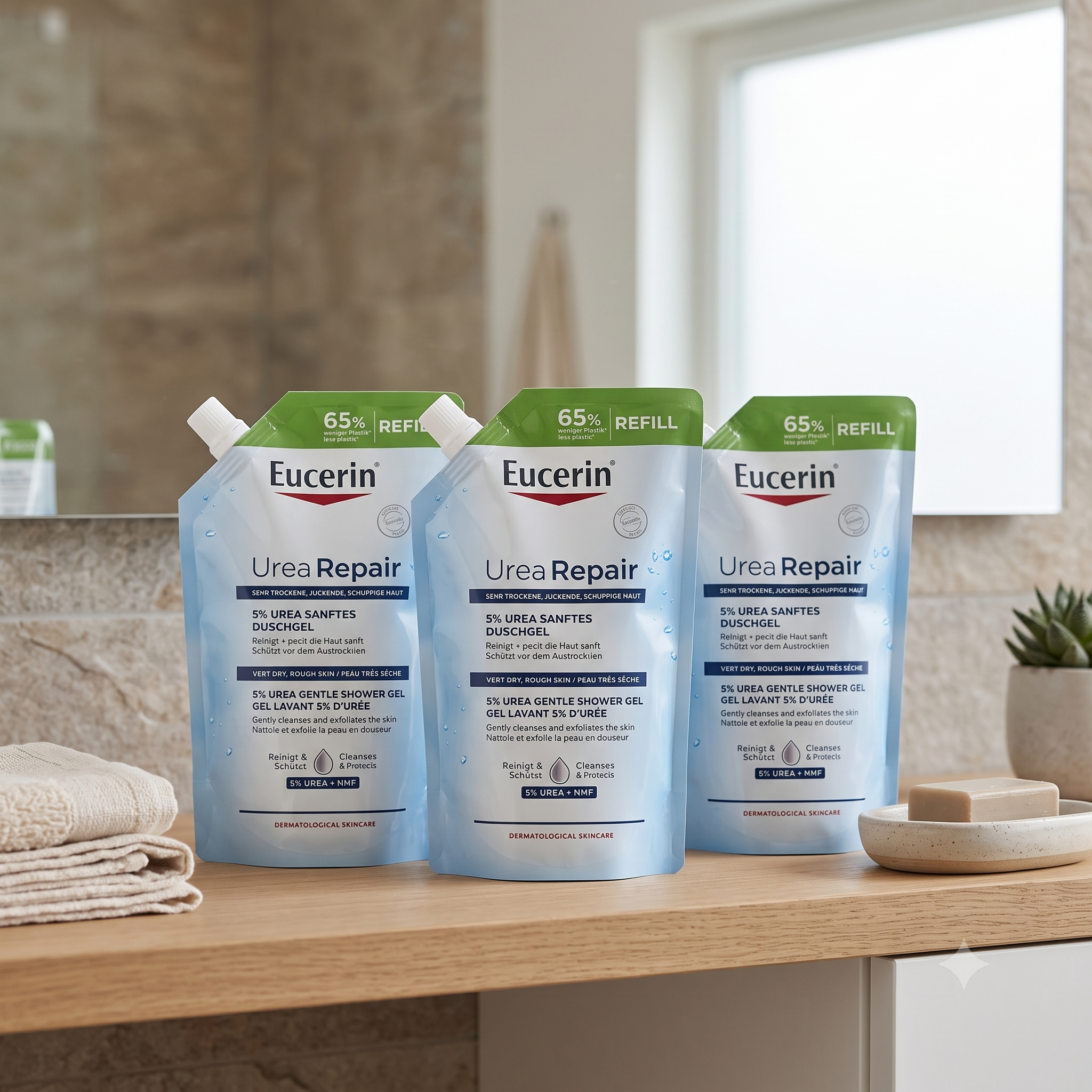 Eucerin UreaRepair 5% Urea Gentle Shower Gel refill 400 ml 3 stykker