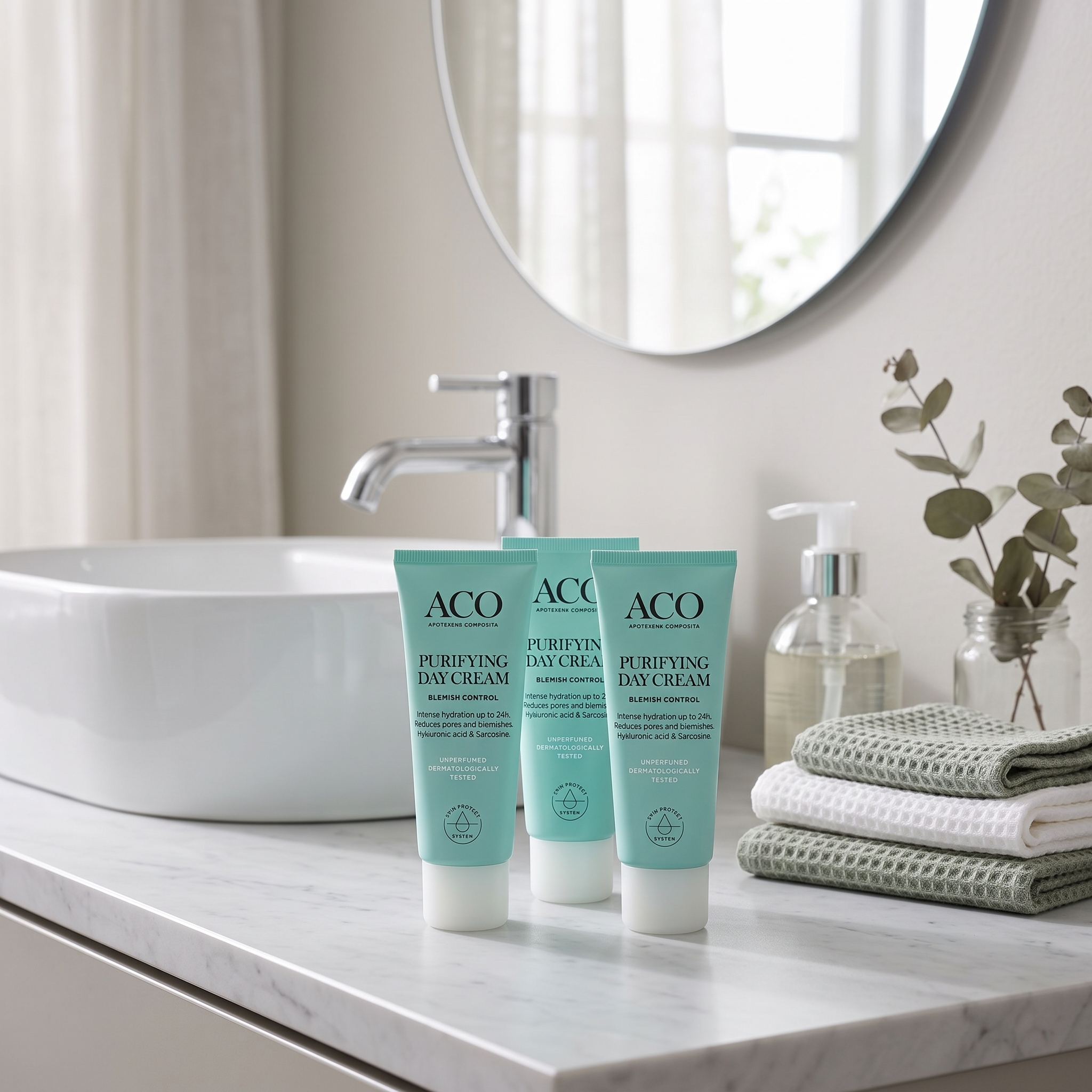 ACO Face Purifying Day Cream uparfymert 50 ml 3 stykker