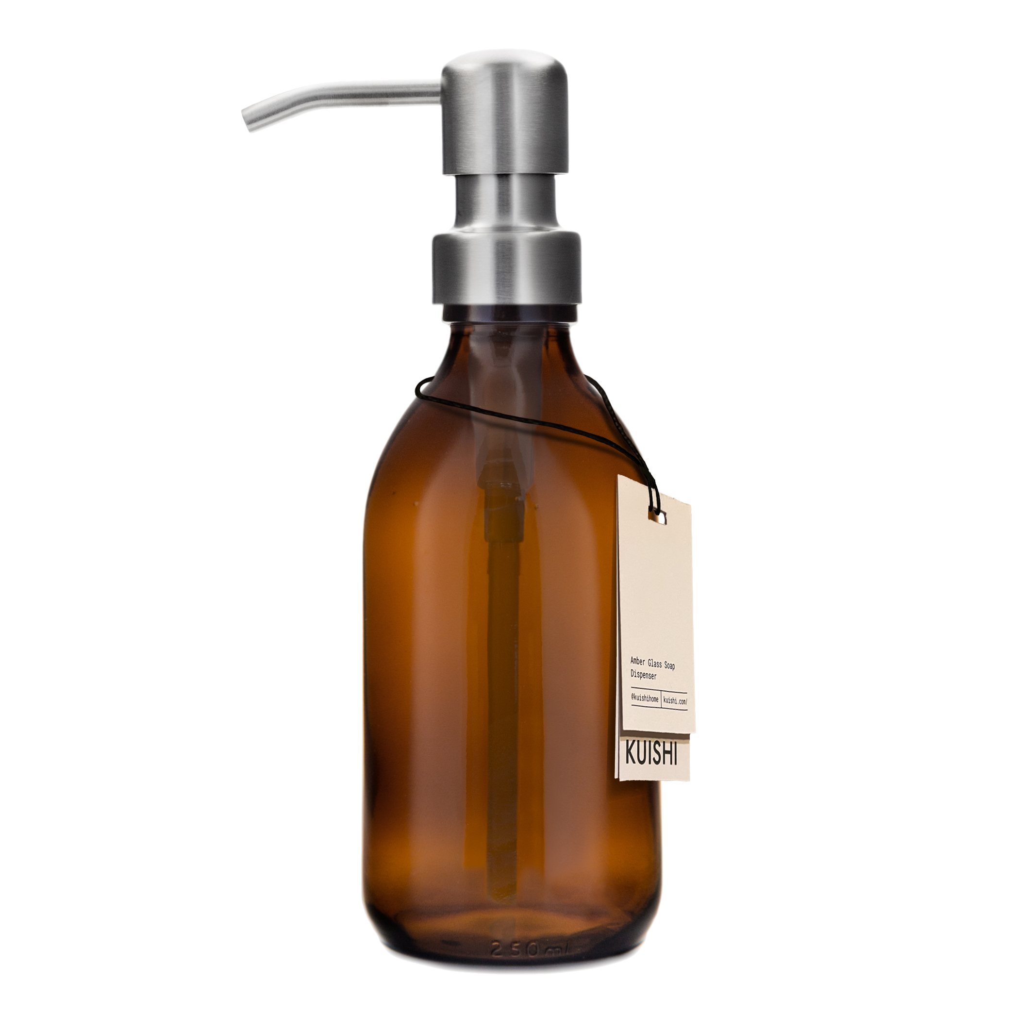 Amber Glass Soap Dispenser 250ml With Silver Pump