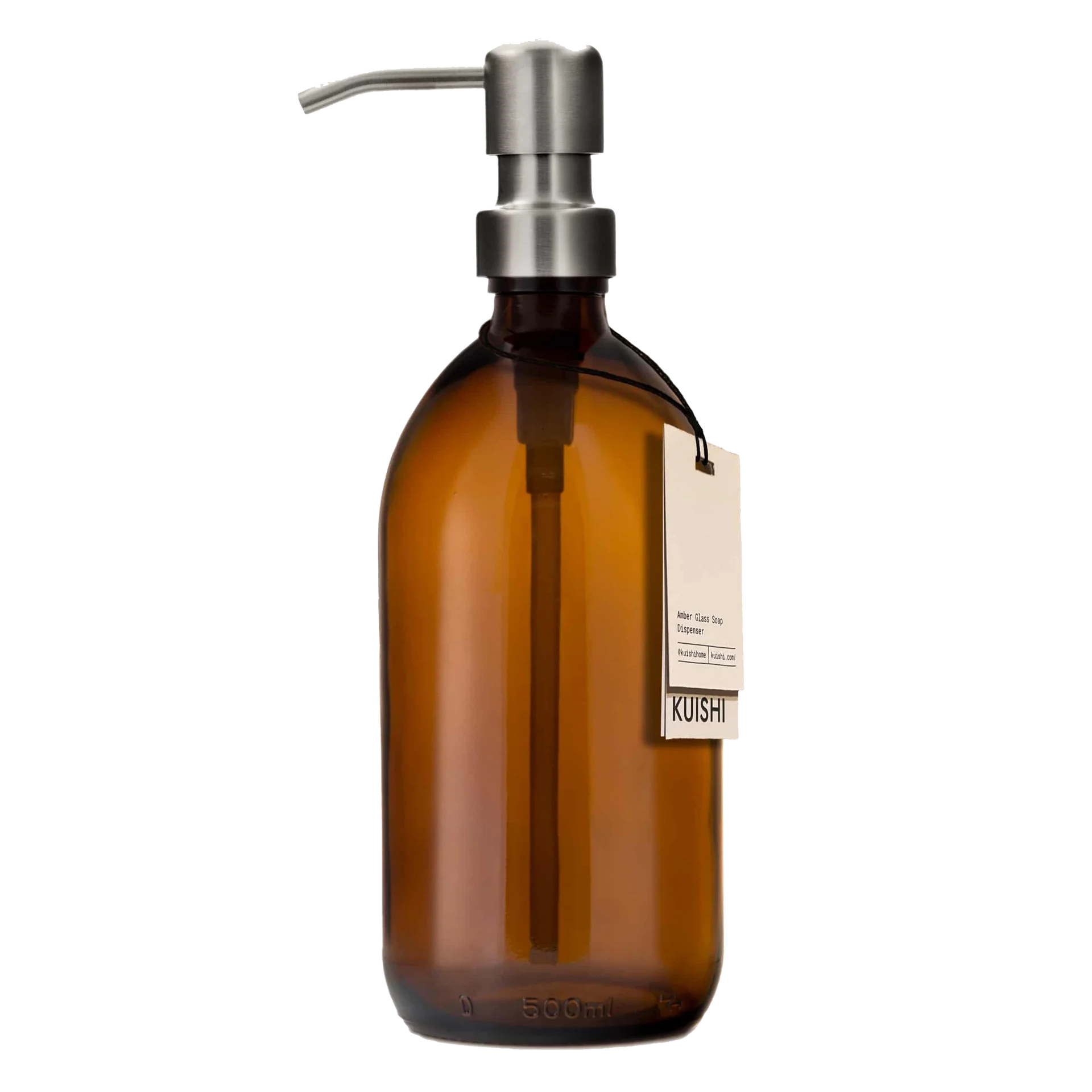 Amber Glass Soap Dispenser 500ml With Silver Pump