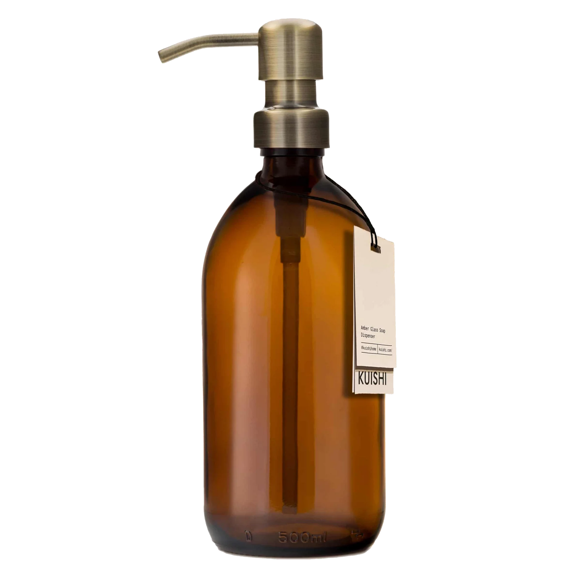Amber Glass Soap Dispenser 500ml With Gold Pump