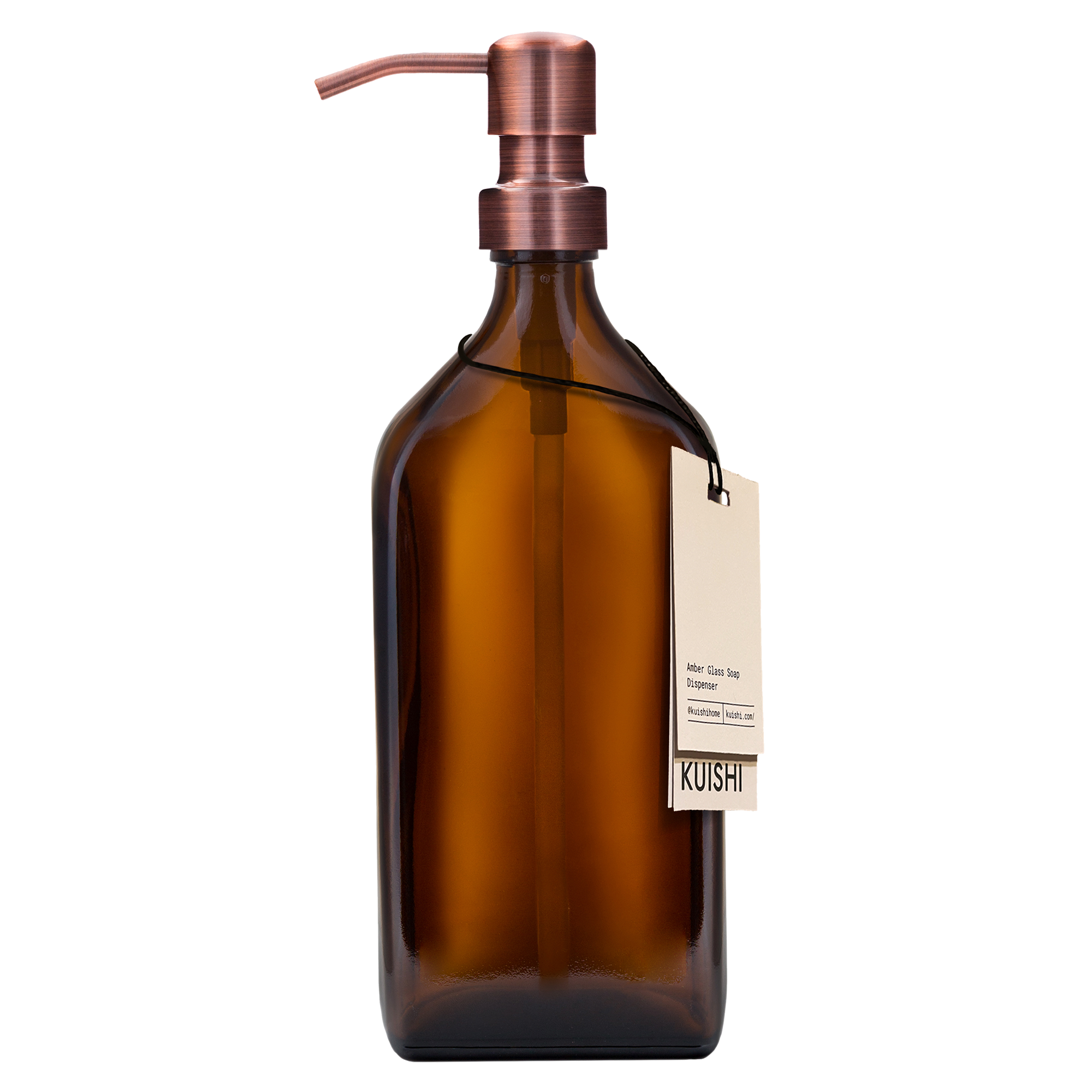 Amber Rectangle Dispenser Bottle 200ml with Bronze Pump