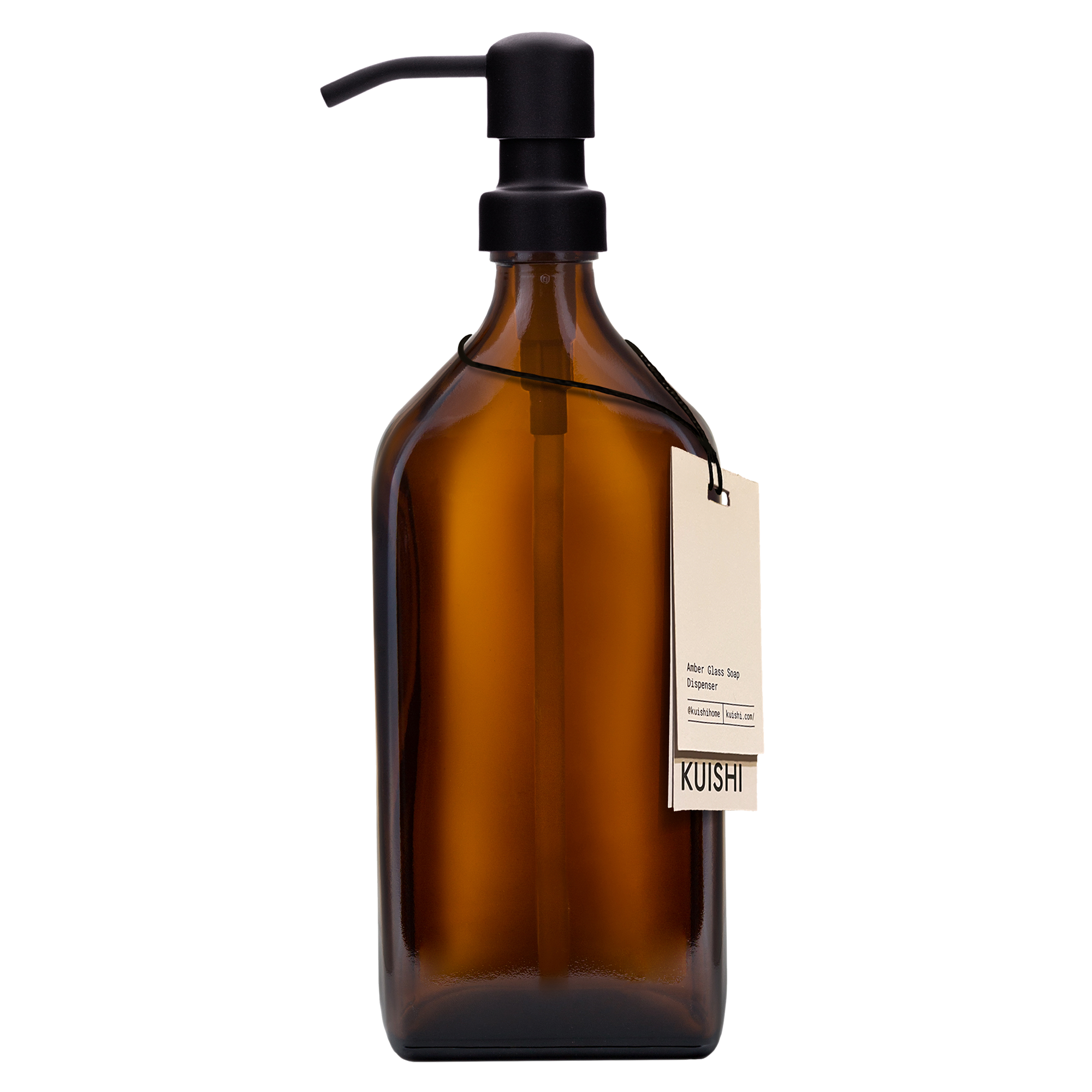 Amber Rectangle Dispenser Bottle 200ml with Black Pump