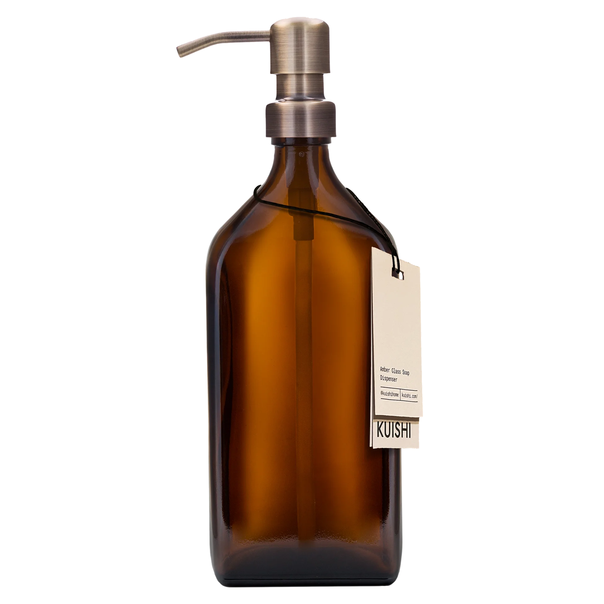 Amber Rectangle Dispenser Bottle 500ml with Gold Pump