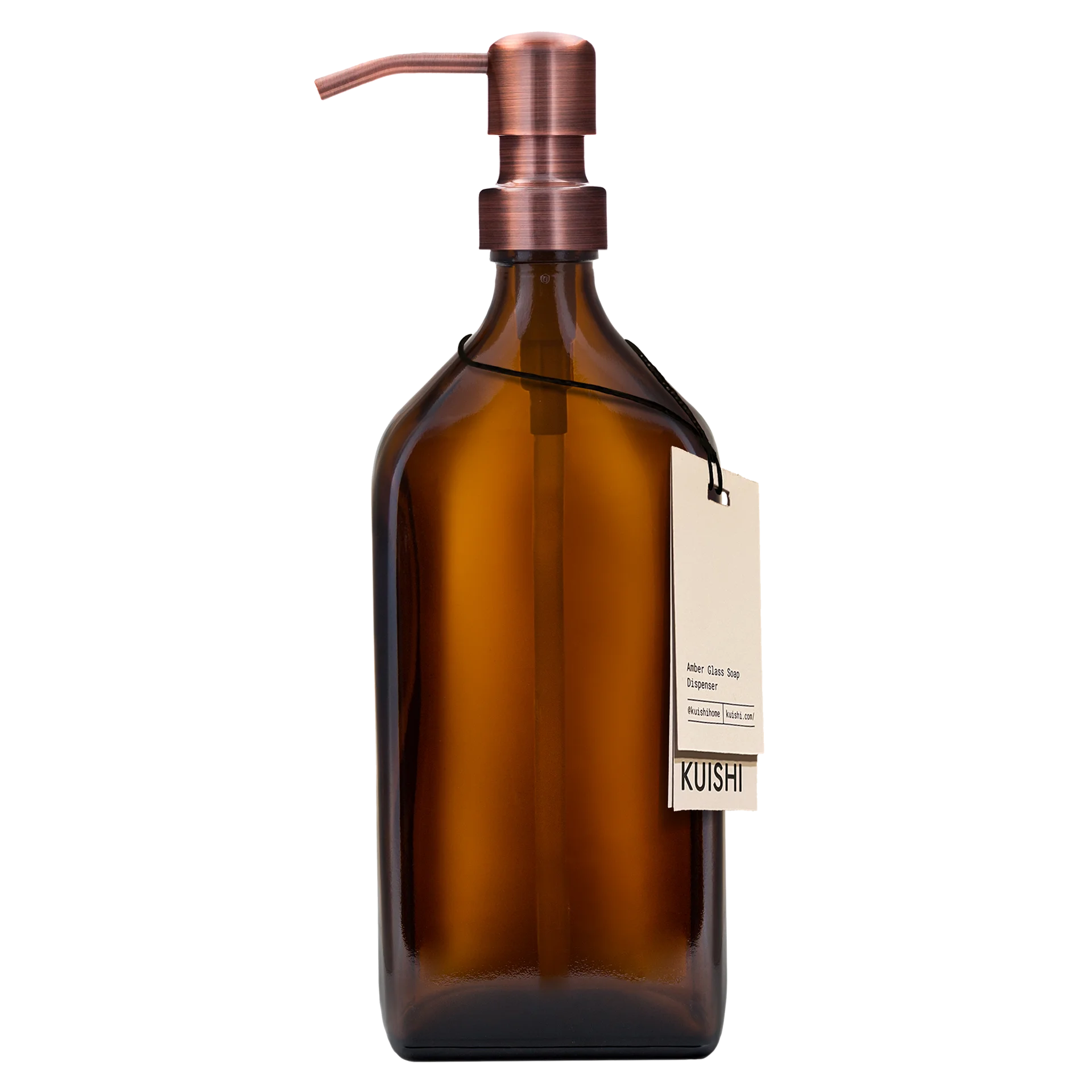 Amber Rectangle Dispenser Bottle 500ml with Bronze Pump