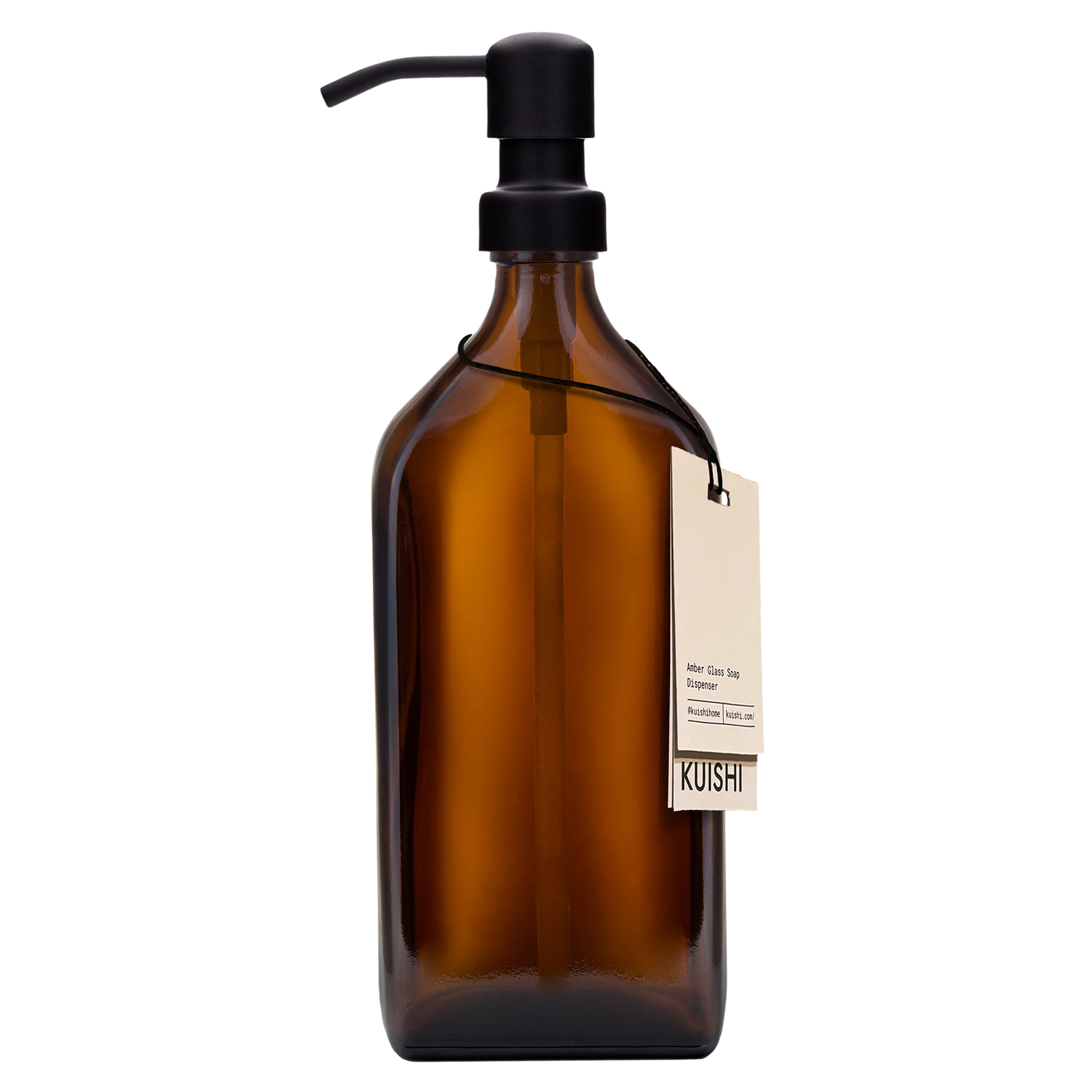 Amber Rectangle Bottle With Stainless Steel Pump
