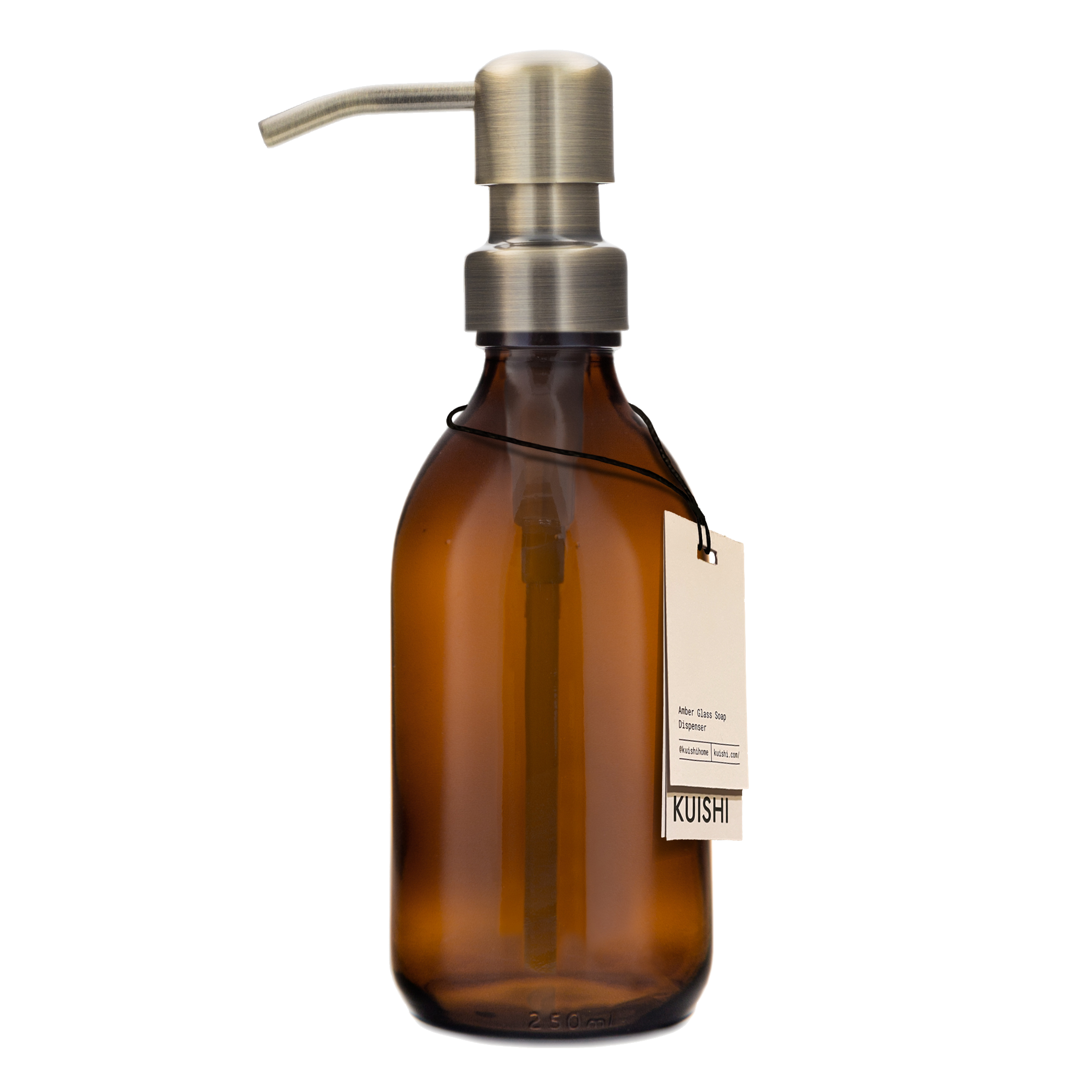 Amber Glass Soap Dispenser 250ml With Gold Pump
