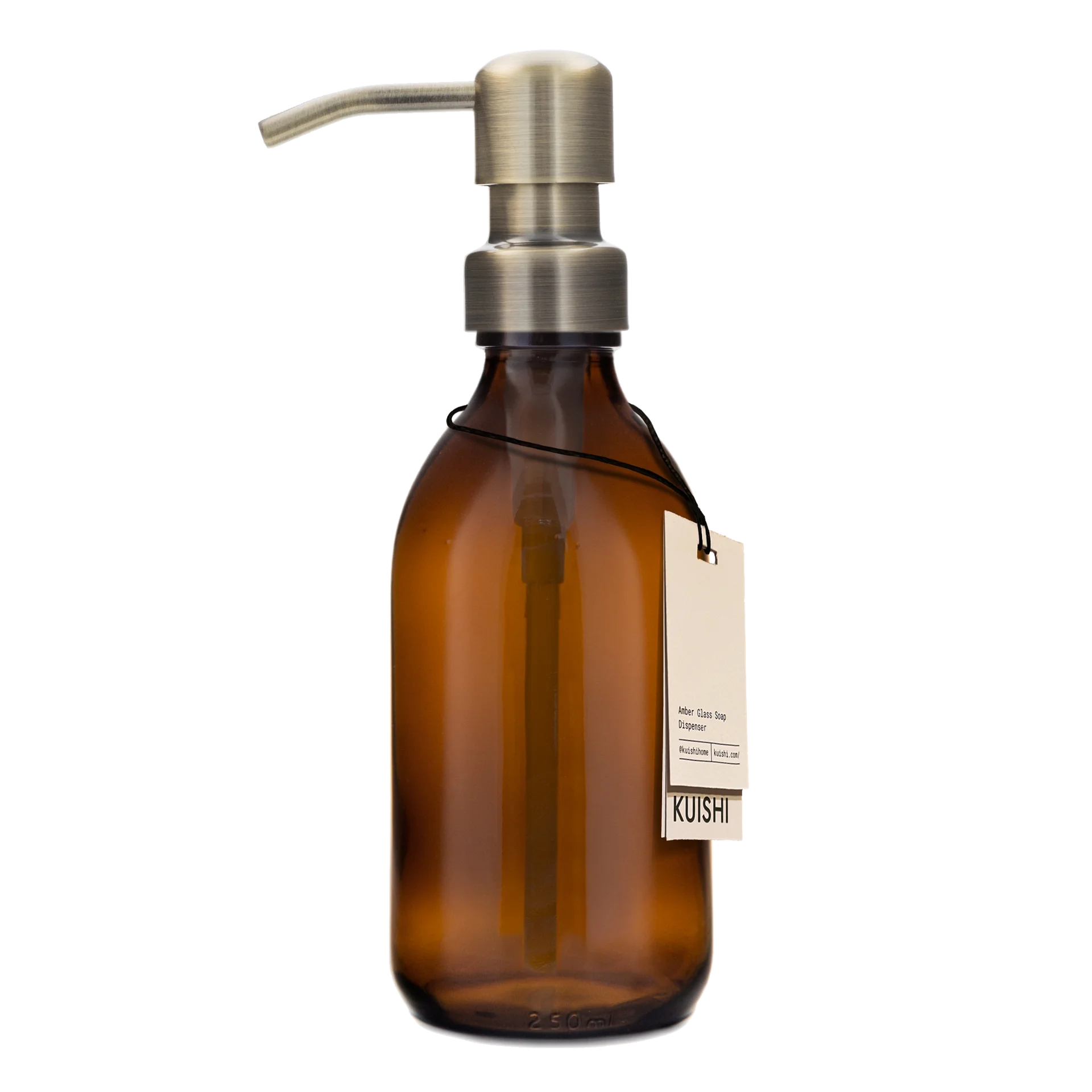 Amber Glass Soap Dispenser 250ml With Gold Pump