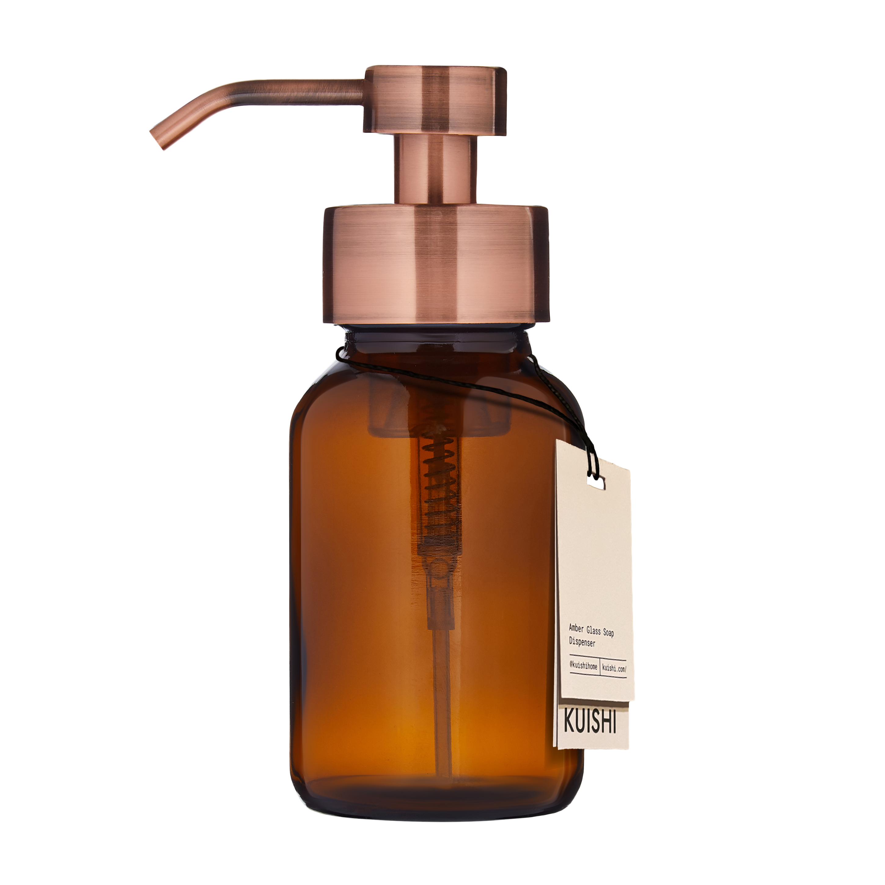 Amber Glass Foaming Soap Dispenser 250ml Bronze Pump