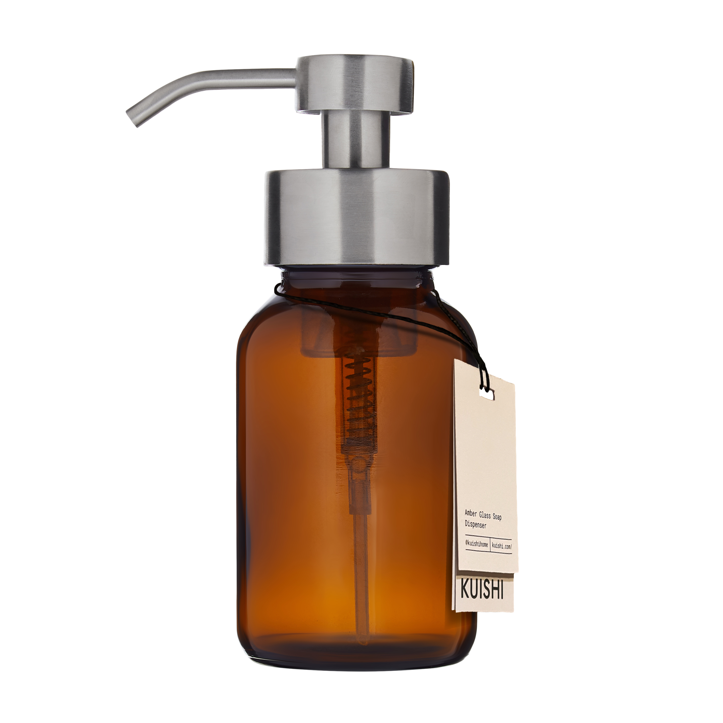 Amber Glass Foaming Soap Dispenser 250ml Silver Pump