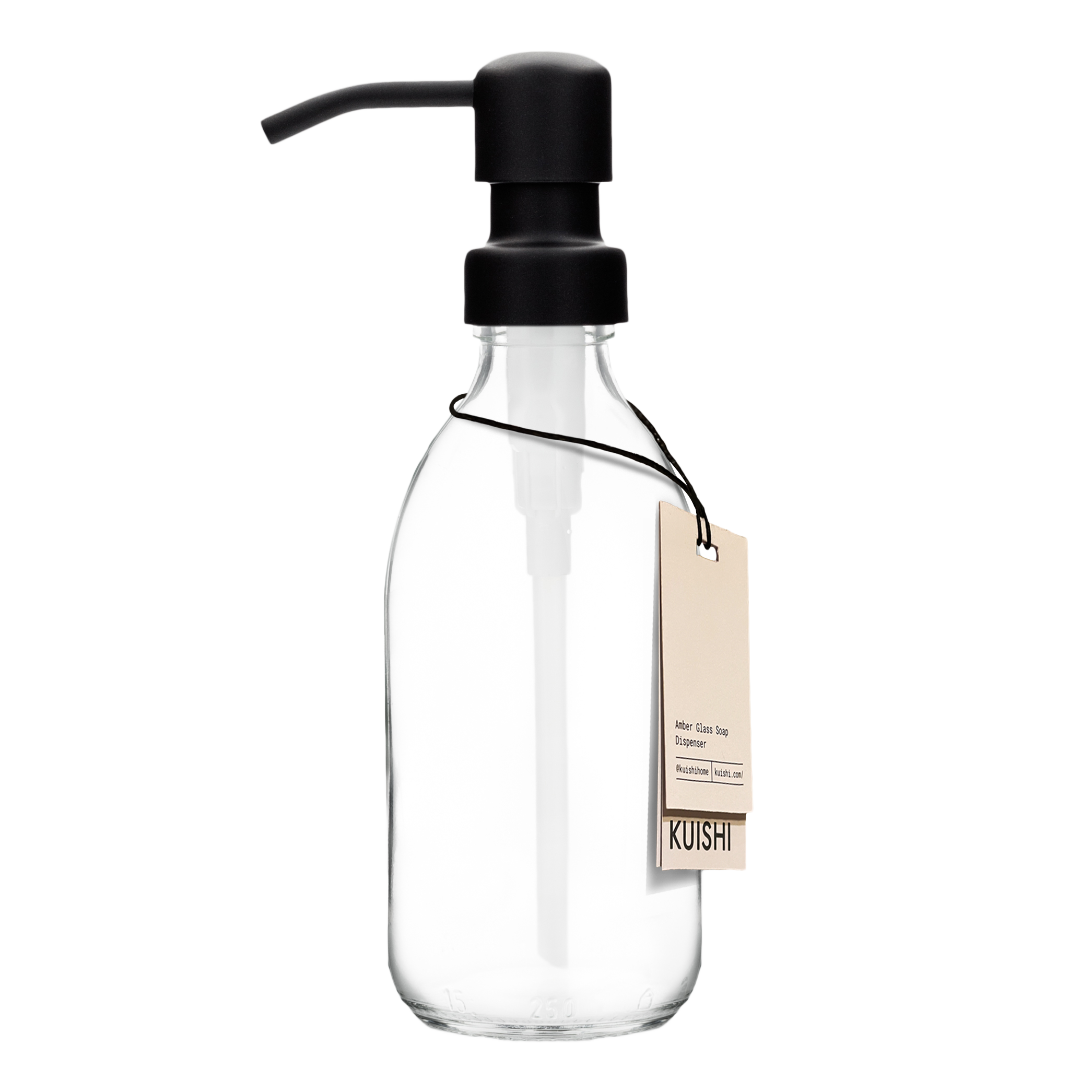 Clear Glass Soap Dispenser Bottle 250ml with Black Pump