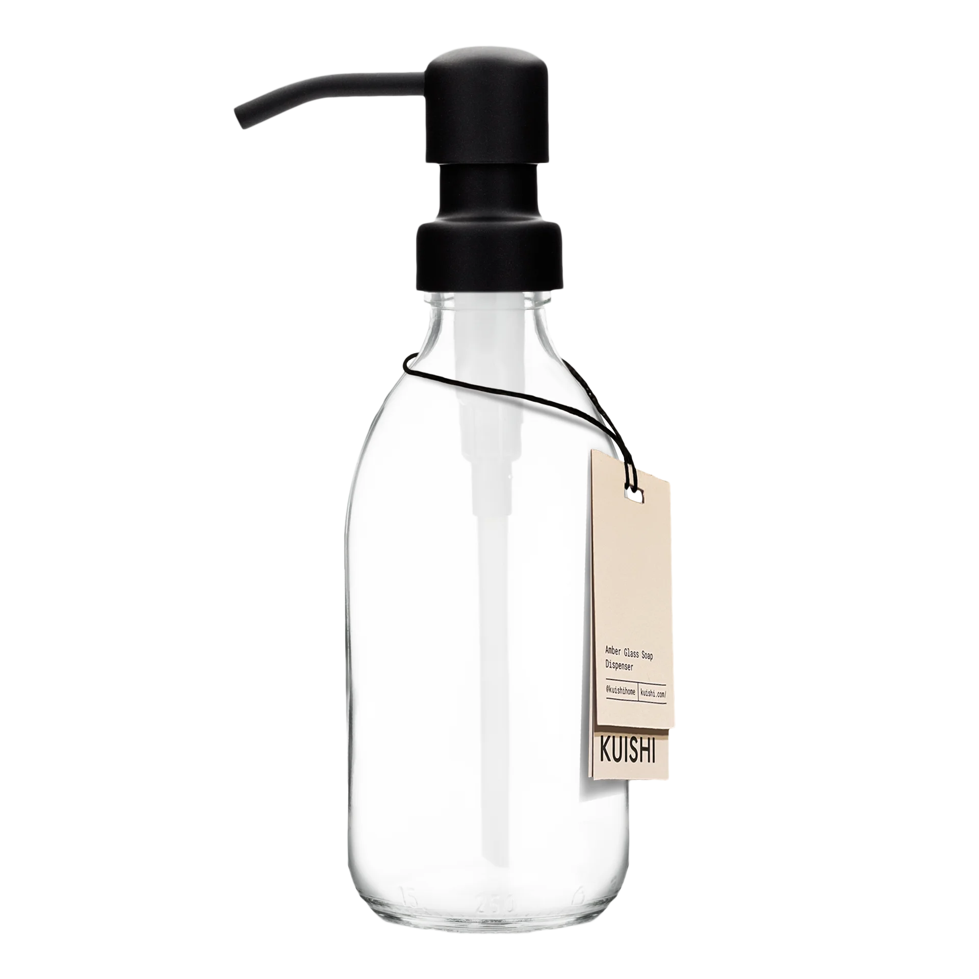 Clear Glass Soap Dispenser Bottle 250ml with Black Pump