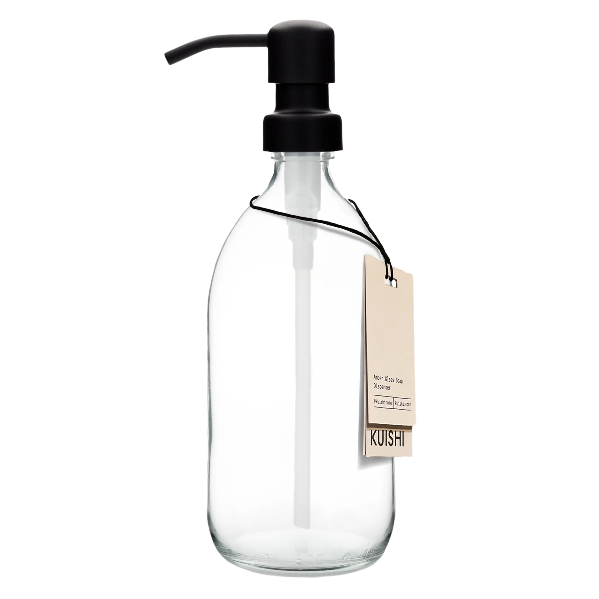 Botella dispensadora de jabón de vidrio transparente 500 ml con bomba negra