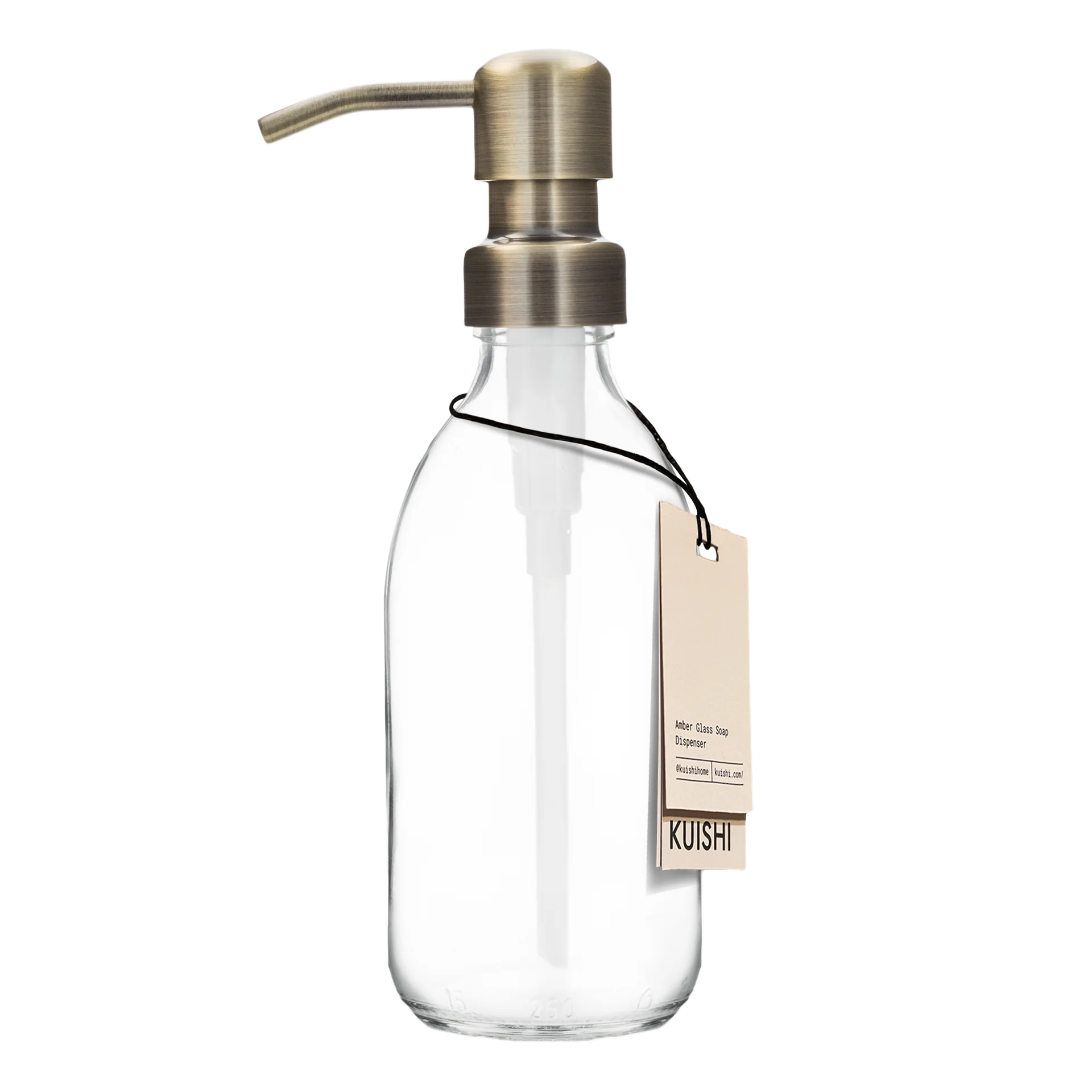Clear Glass Soap Dispenser Bottle 250ml with Gold Pump