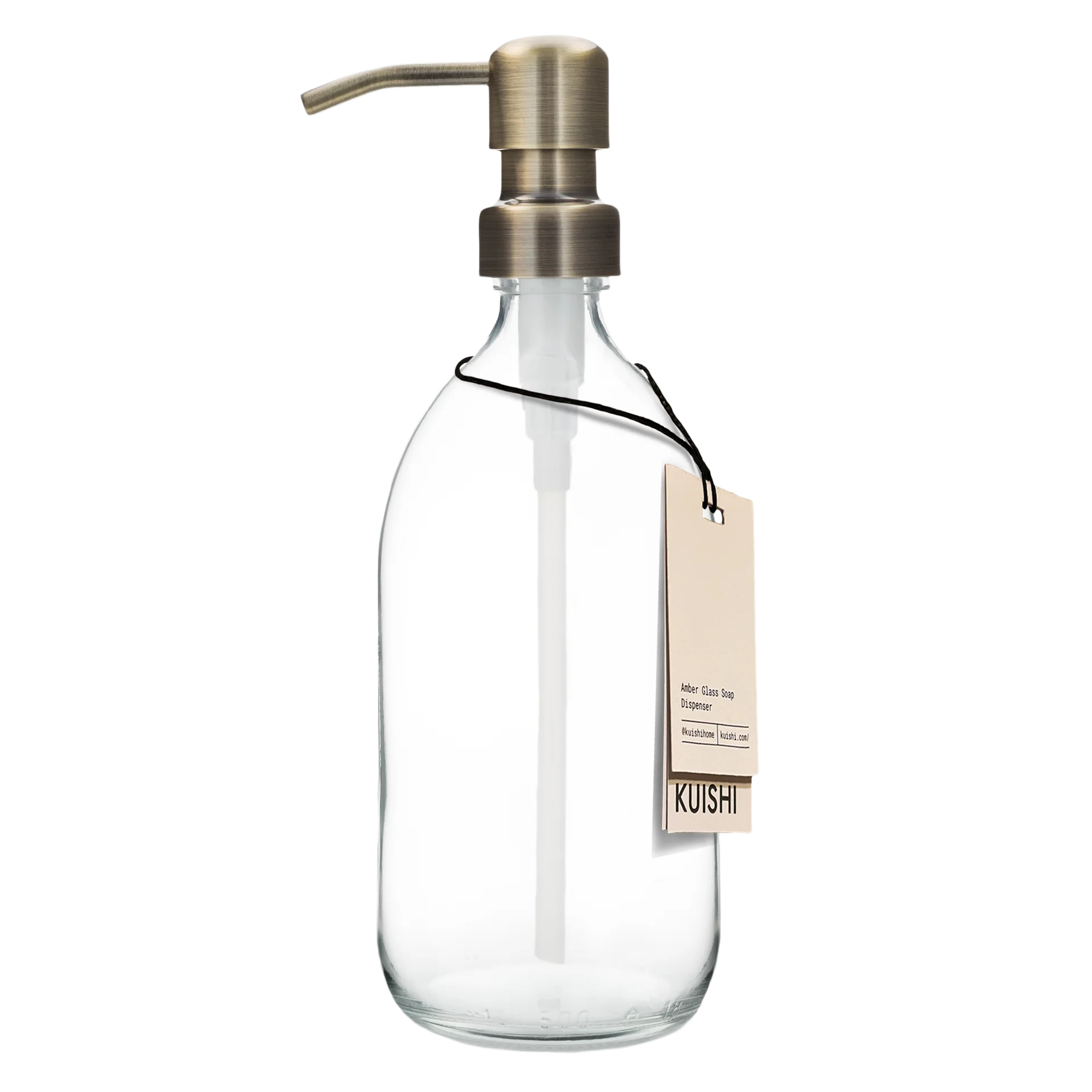 Botella dispensadora de jabón de vidrio transparente 500 ml con bomba dorada