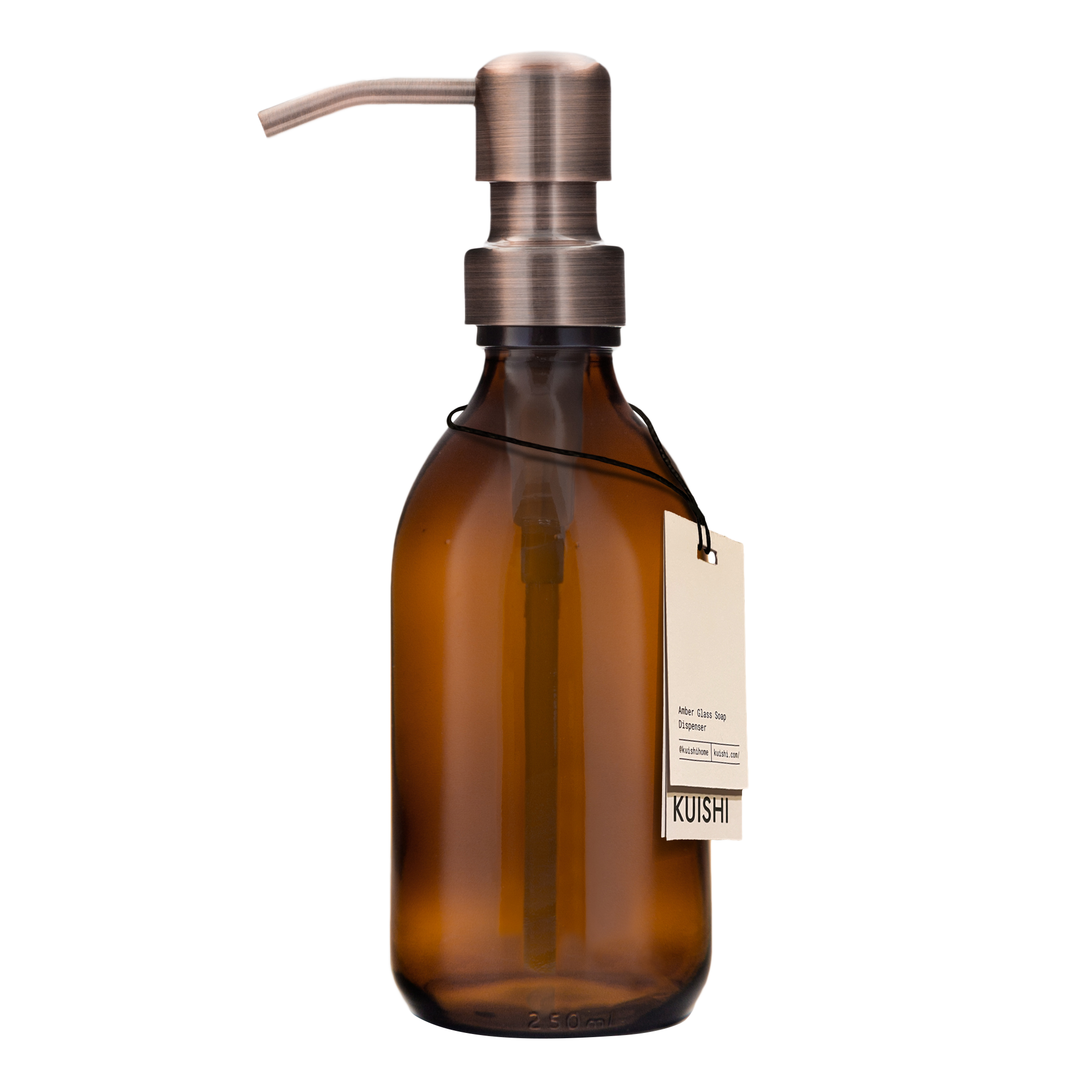 Amber Glass Soap Dispenser 250ml With Bronze Pump