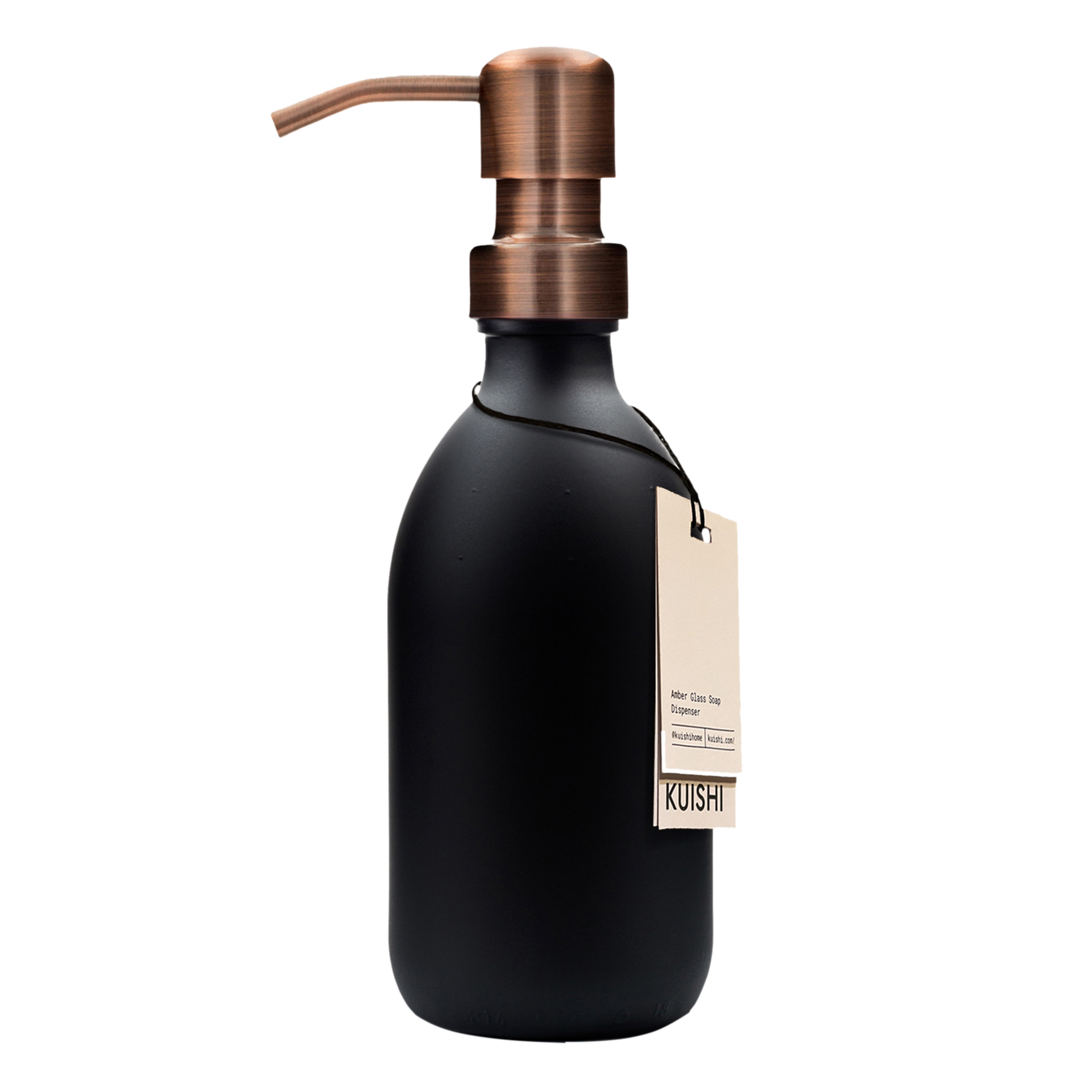 Matte Black Glass Soap Dispenser 250ml with Bronze Pump