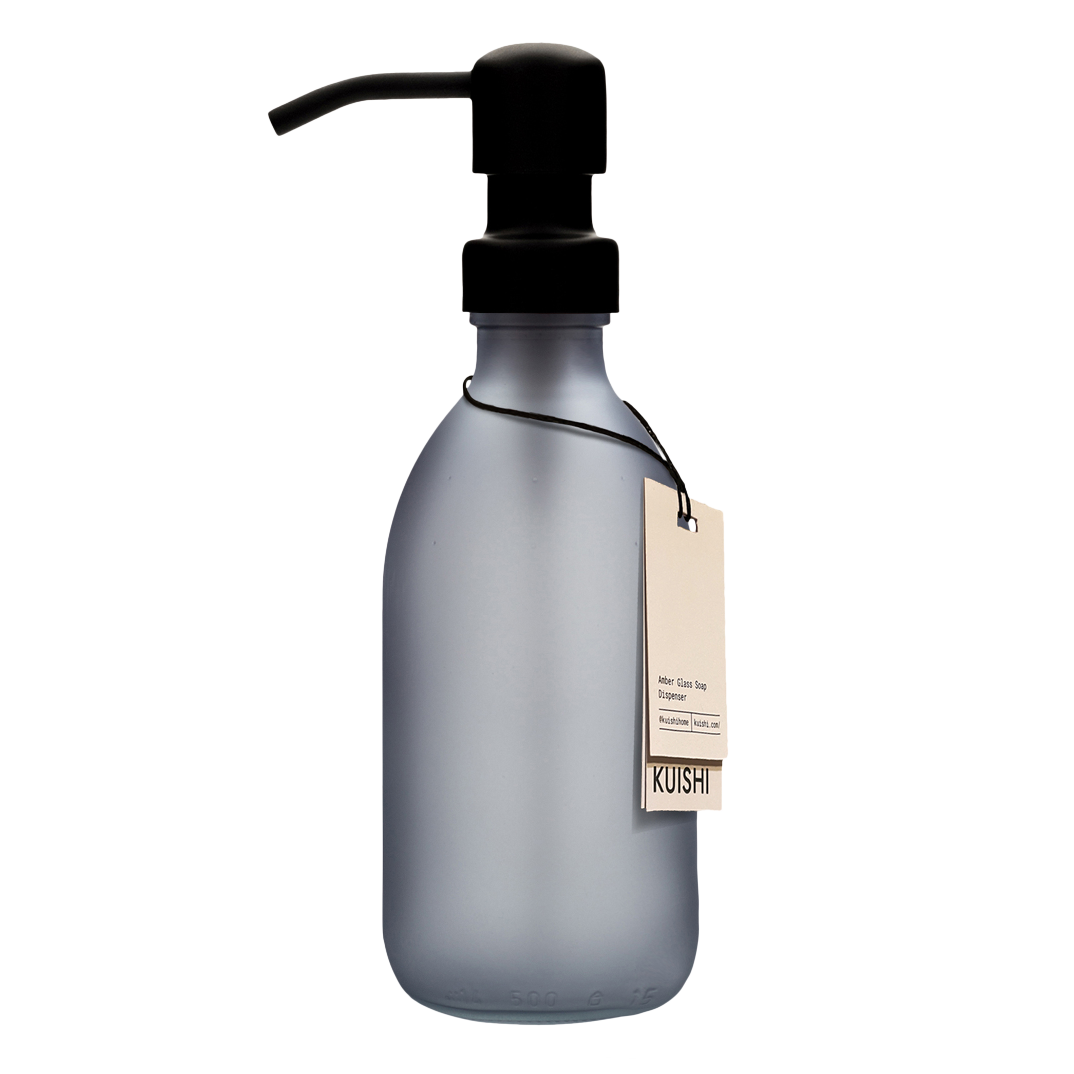 Matte Grey Glass Soap Dispenser Bottle 250ml with Black Pump