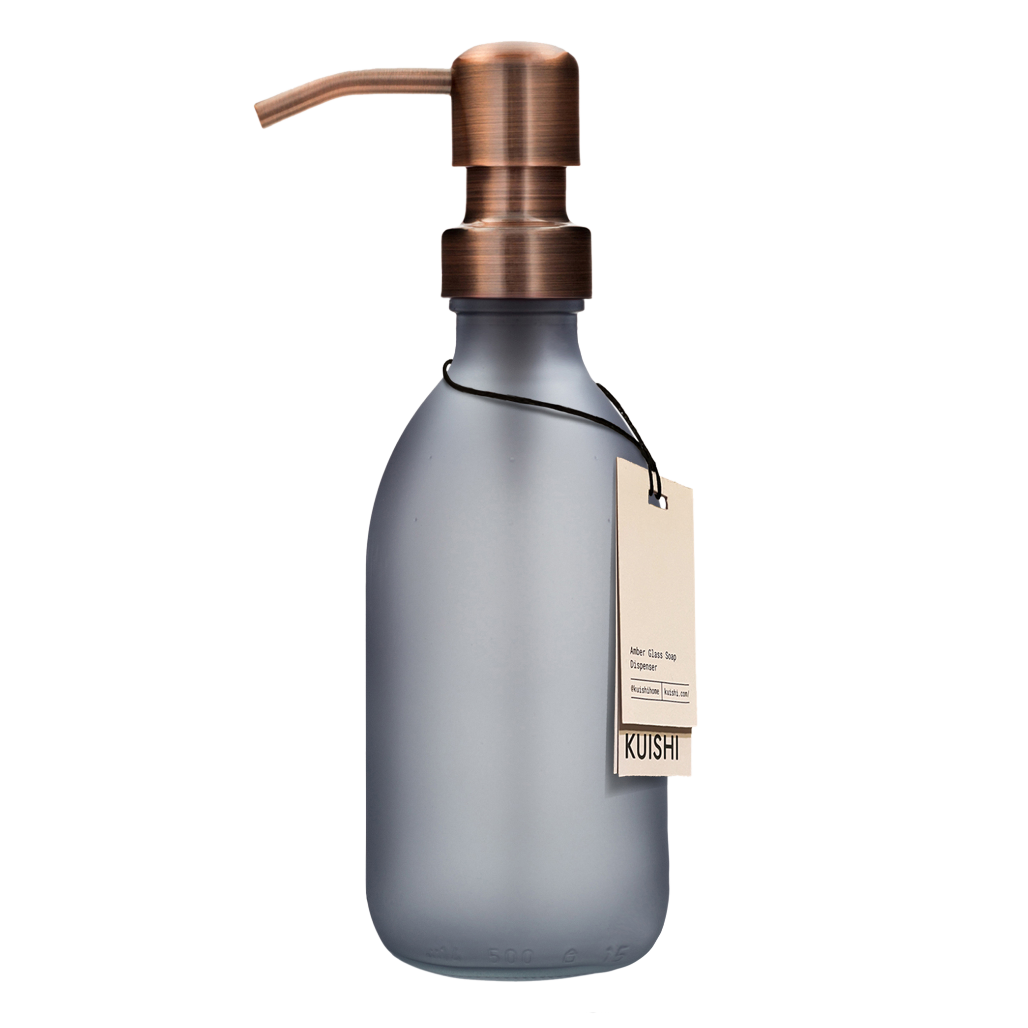 Matte Grey Glass Soap Dispenser Bottle 250ml with Bronze Pump