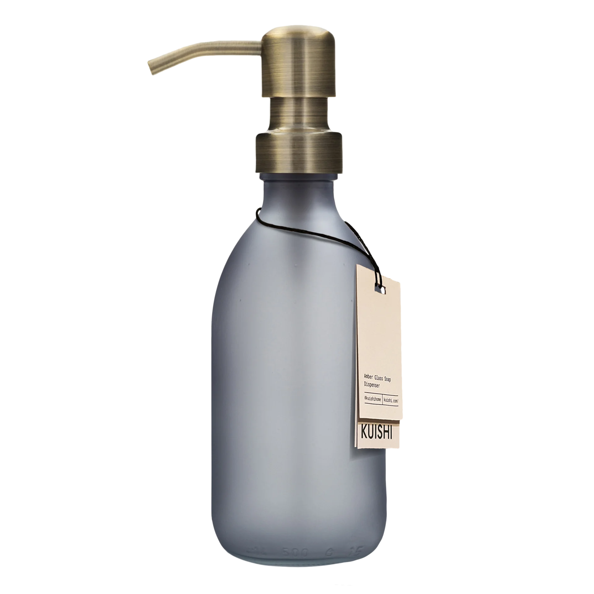 Matte Grey Glass Soap Dispenser Bottle 250ml with Gold Pump
