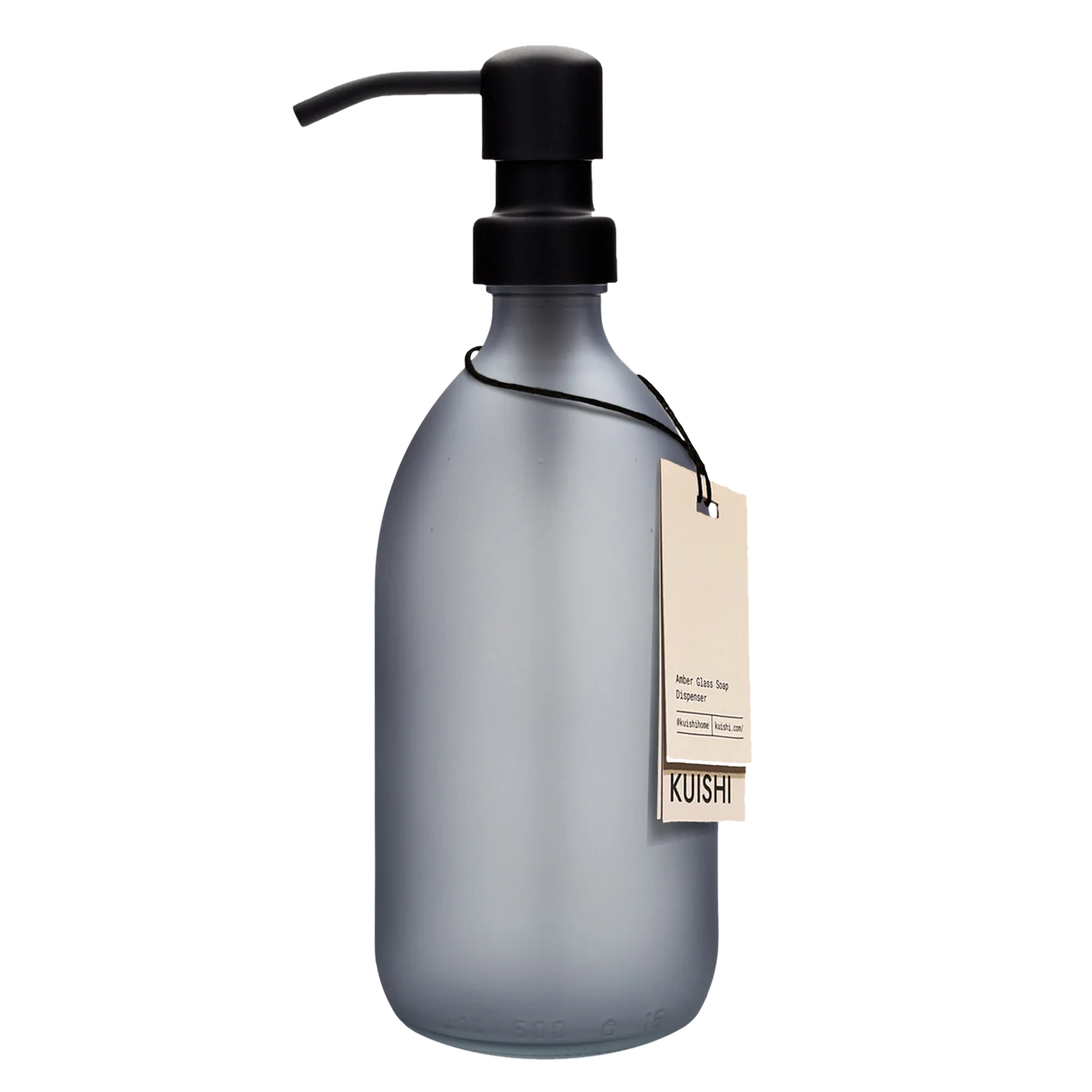 Matte Grey Glass Soap Dispenser Bottle 500ml with Black Pump