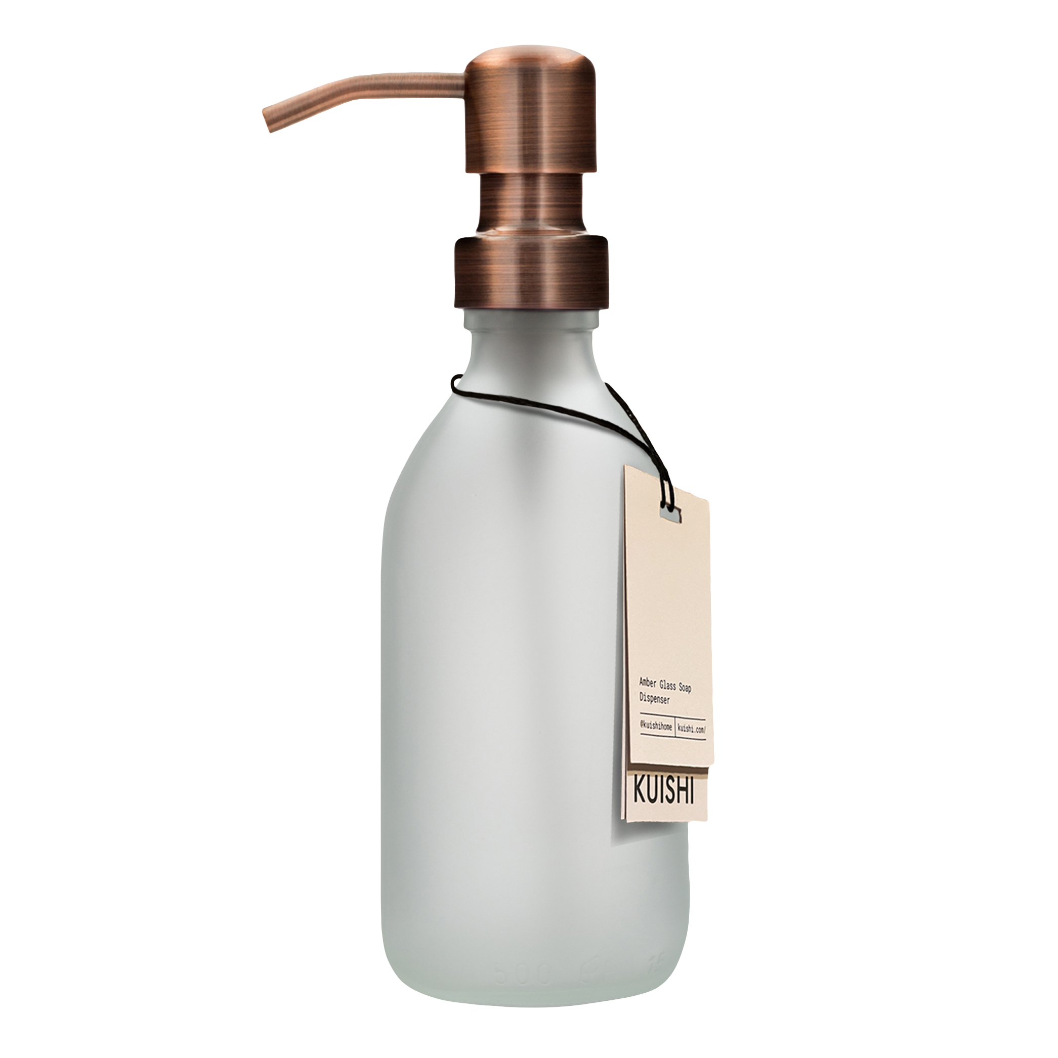 White Frosted Glass Soap Dispenser 250ml Bottle with Bronze Pump