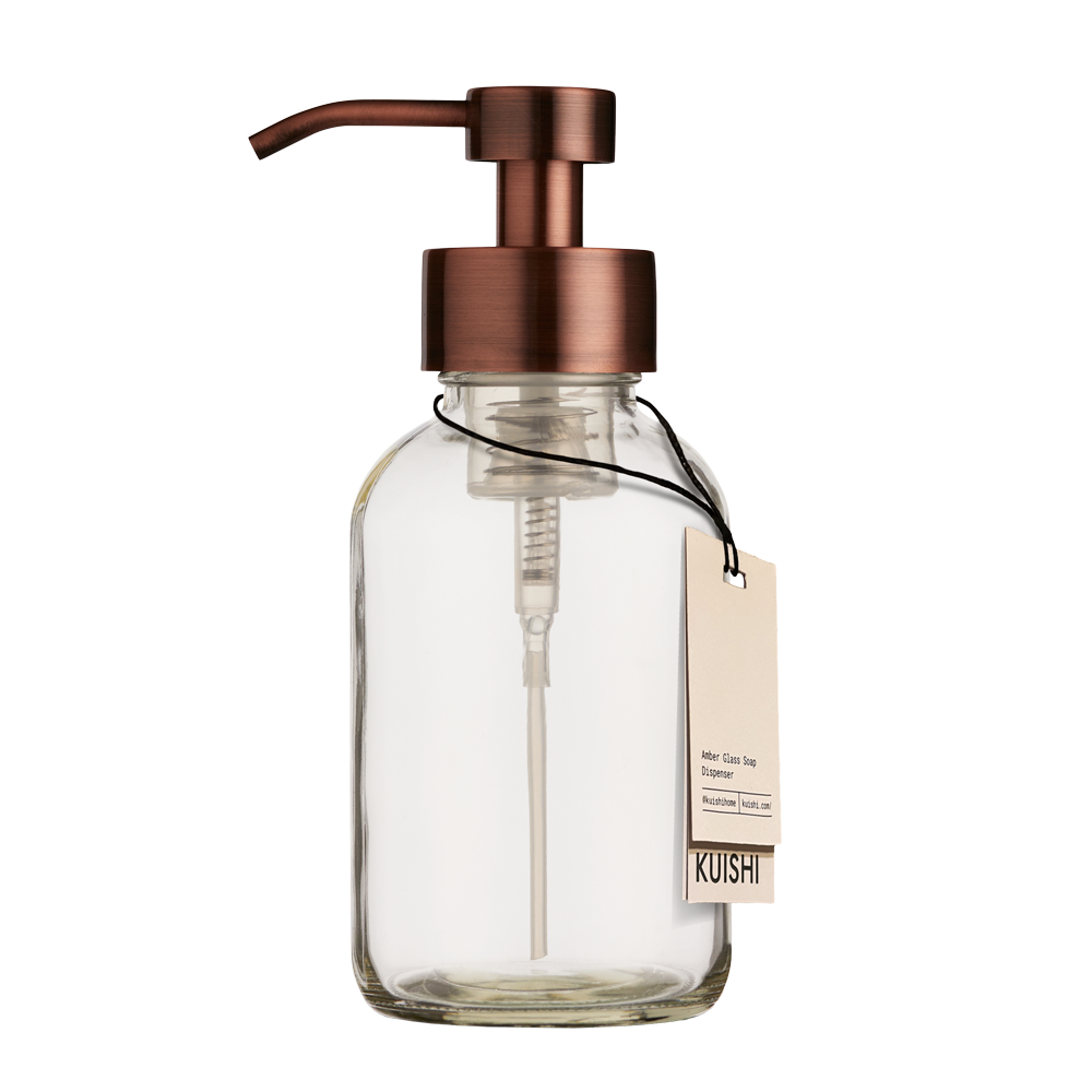 Distributeur de savon moussant en verre transparent 500 ml Pompe en bronze