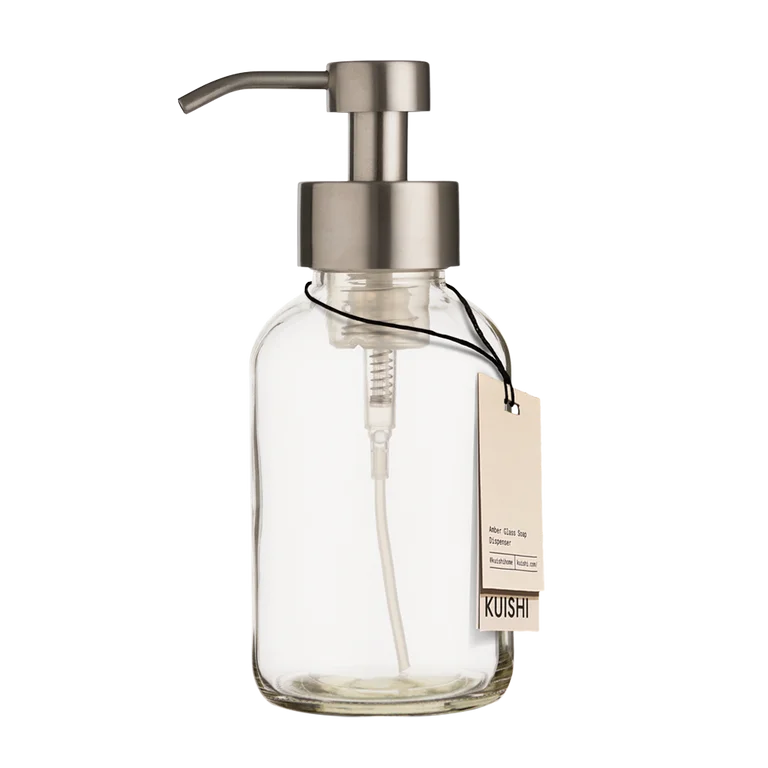 Clear Glass Foaming Soap Dispenser 500ml Silver Pump 