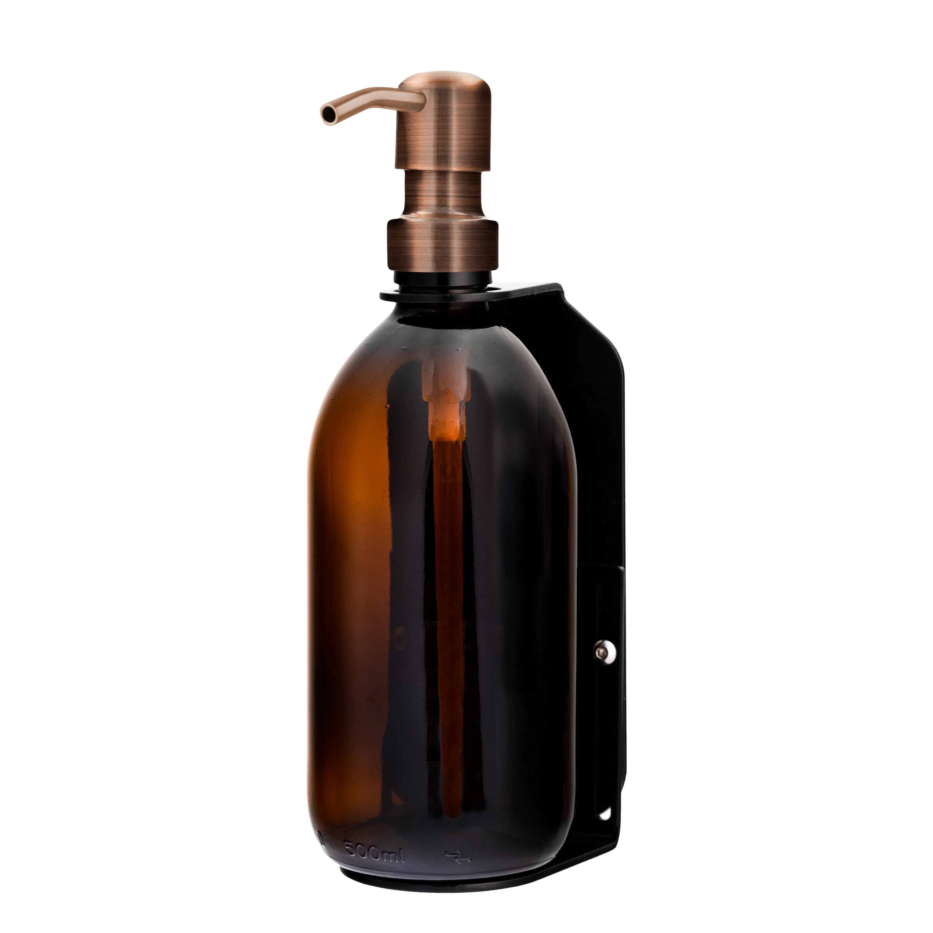 Dispensador de jabón de pared simple negro Dispensador ámbar de 500 ml con bomba de metal bronce