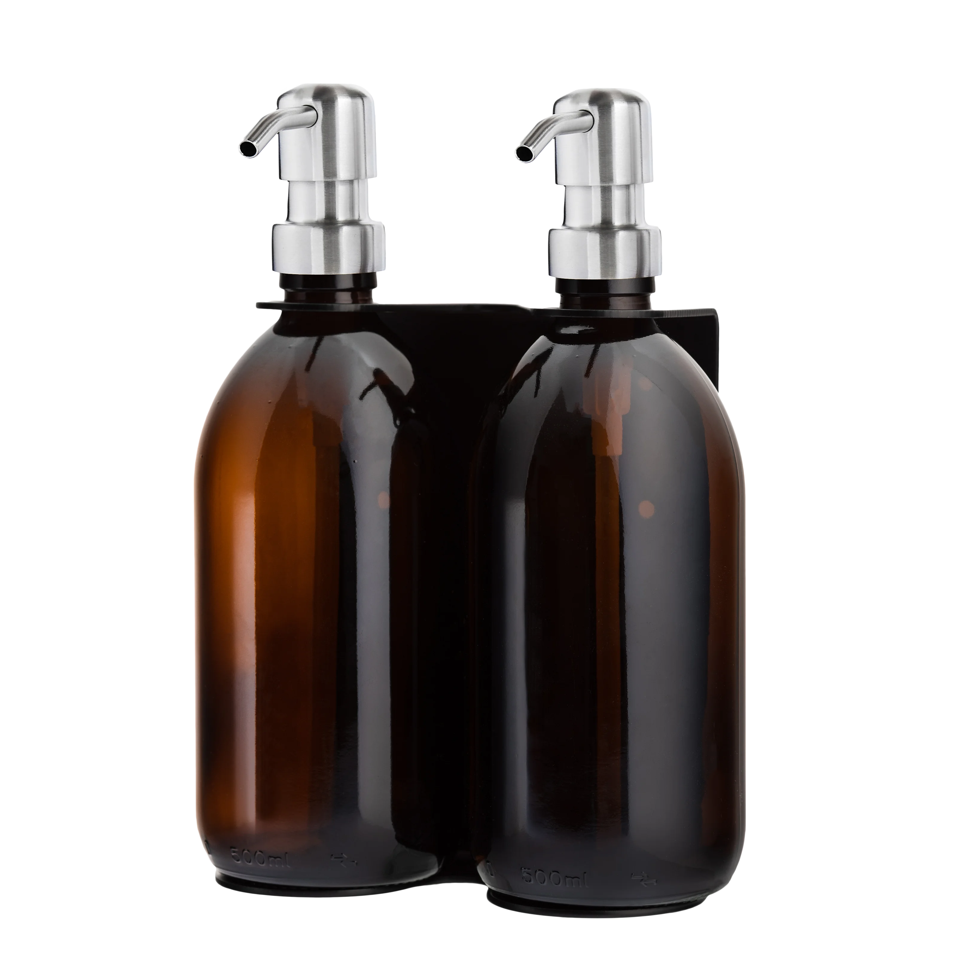Black Double Wall Mounted Soap Dispenser 250ml Silver