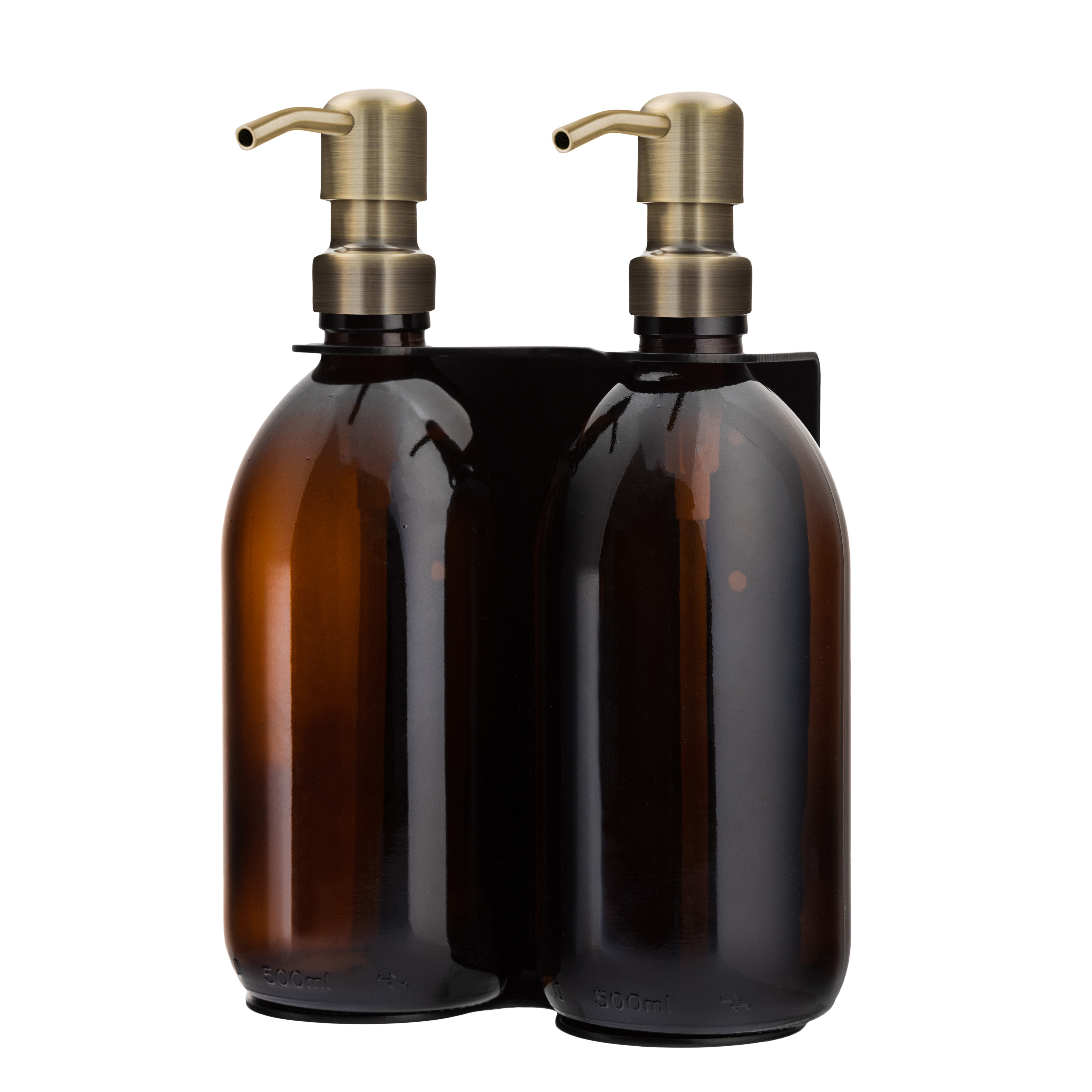 Black Double Wall Mounted Soap Dispenser 250ml Gold