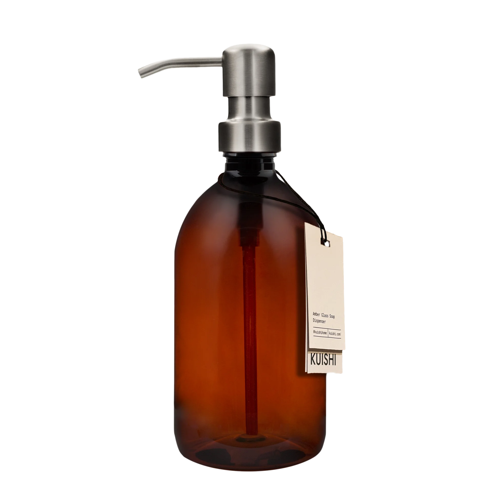 Amber Plastic Soap Dispenser with Stainless Steel Pump 500ml Silver