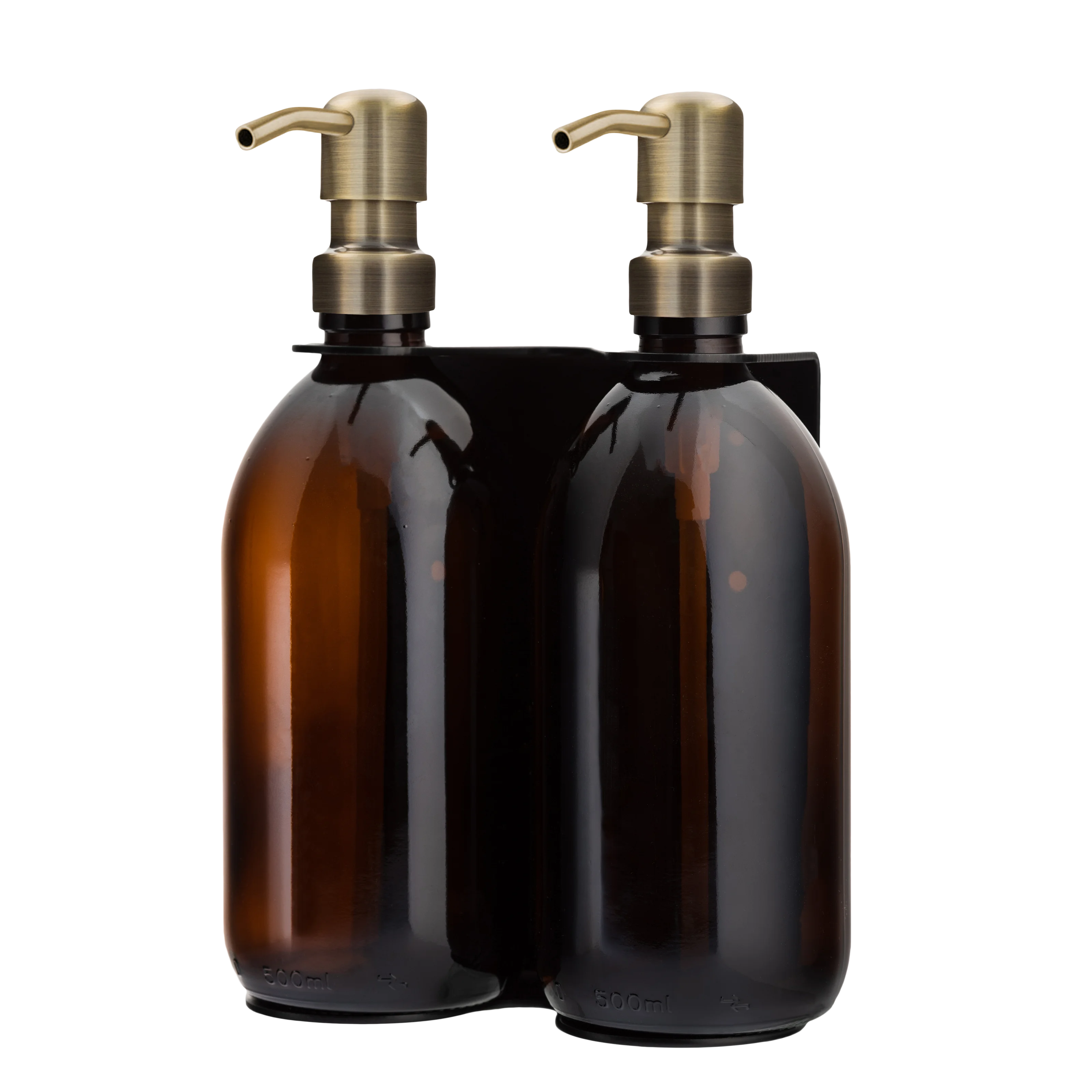Black Double Wall Mounted Soap Dispenser 500ml Gold